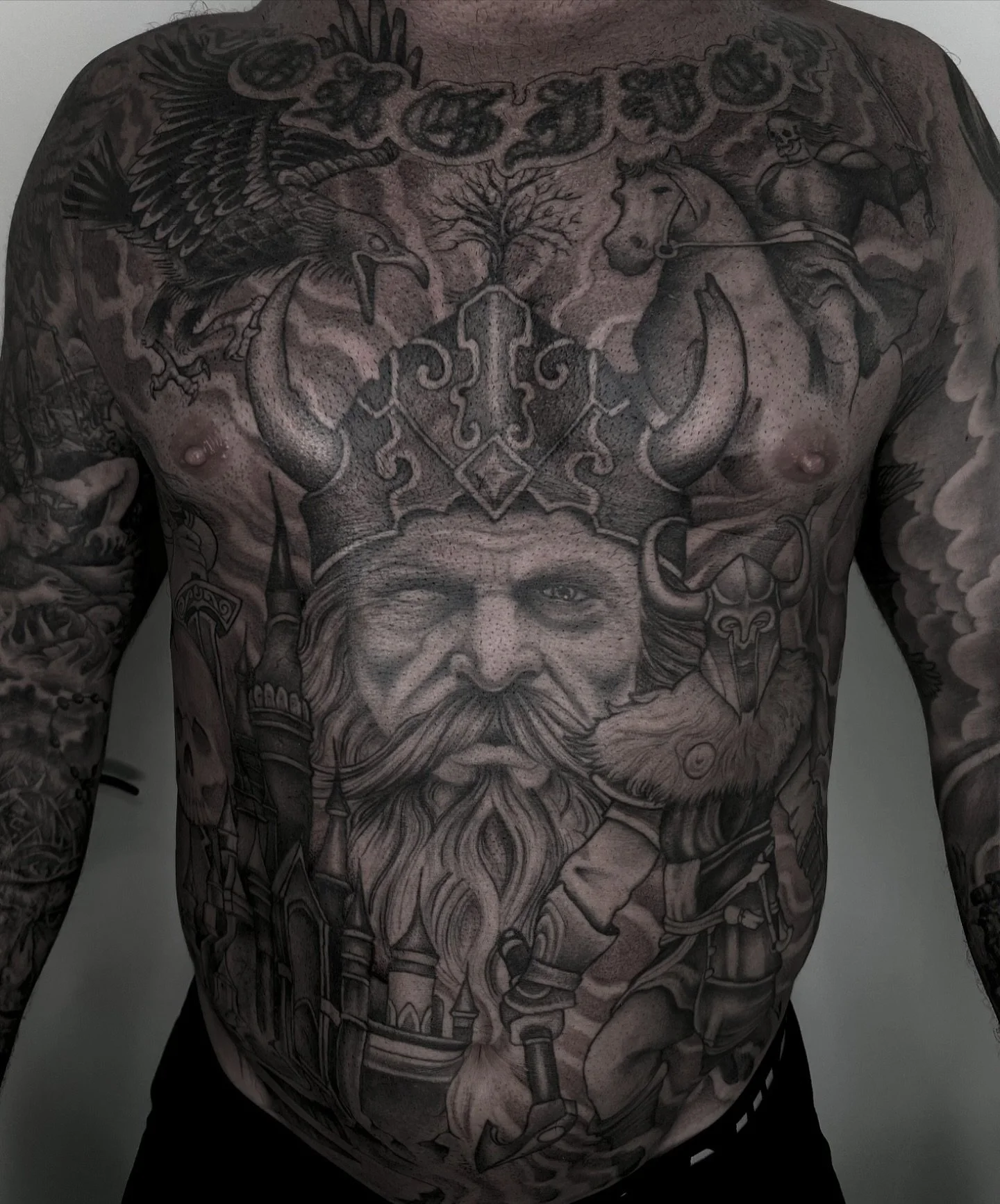 Josh&rsquo;s front. Valhalla bound. (Lettering not by me)