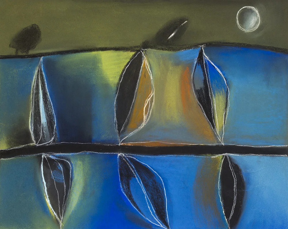 Six Leaves at Sunset, 2010 - pastel on paper - 36 x 45 cm.