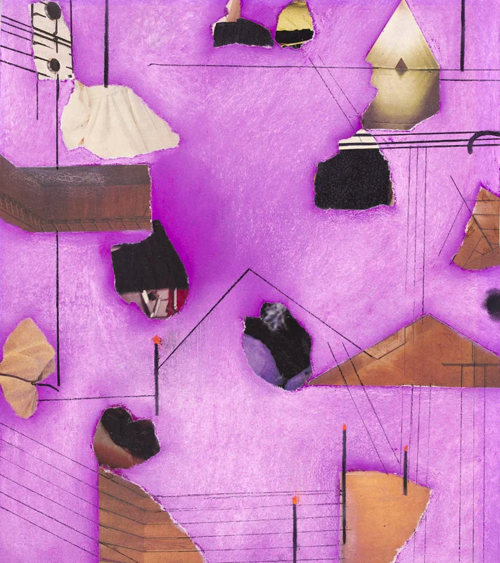 Pink Metropolis, 1993 - pastel & collage on paper 42 x 38 cm.
