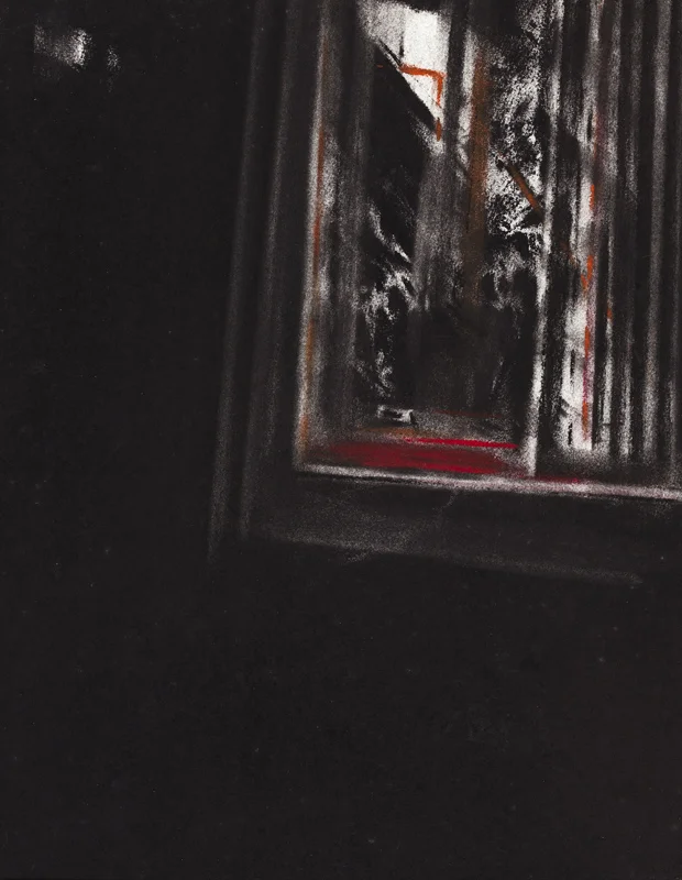 Study for the Metamorposis Series. Towards The Window - incident, 1967 - pastel on paper 33 x 26 cm.