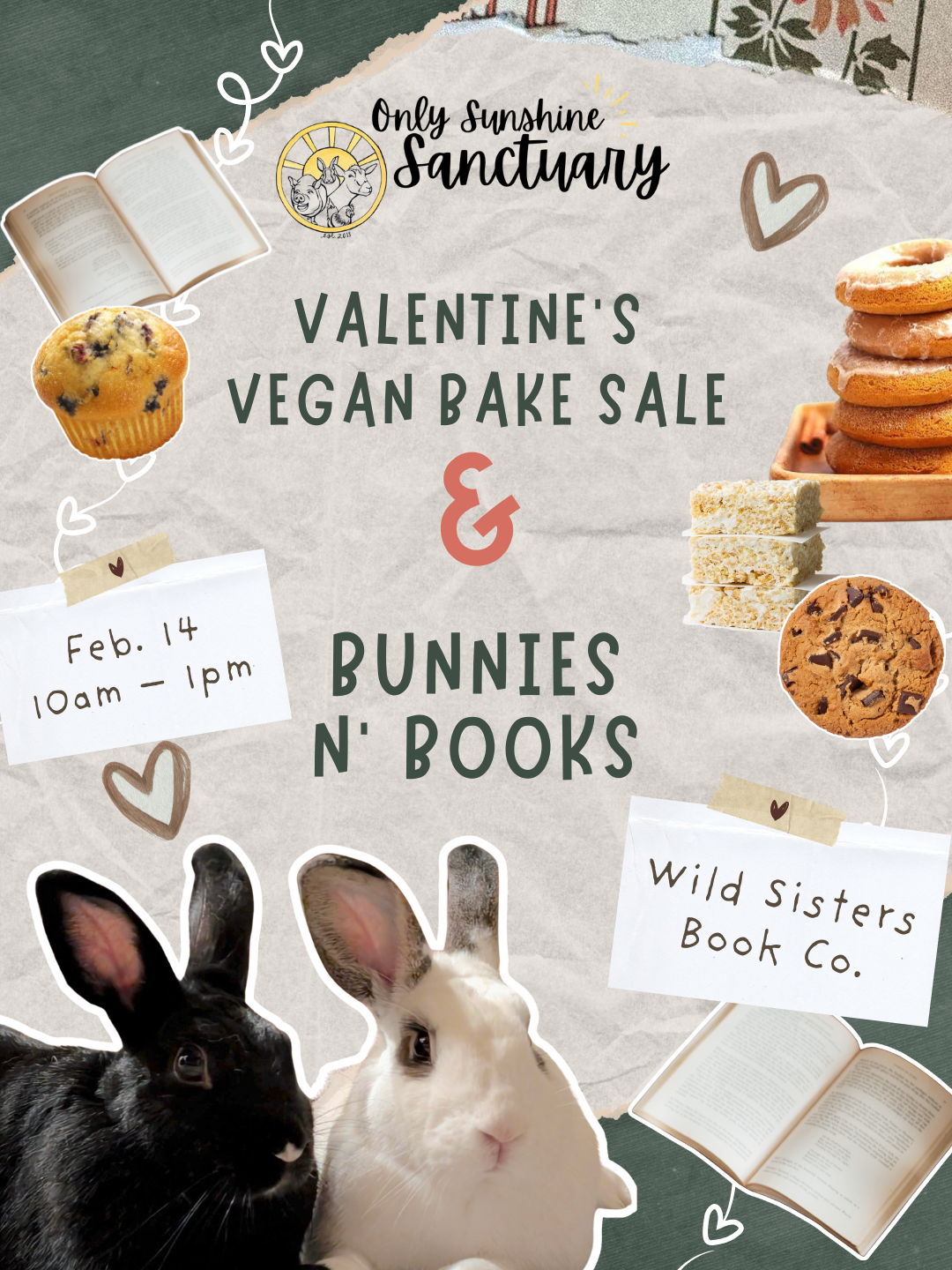Valentine’s Vegan Bake Sale + Bunnies N Books