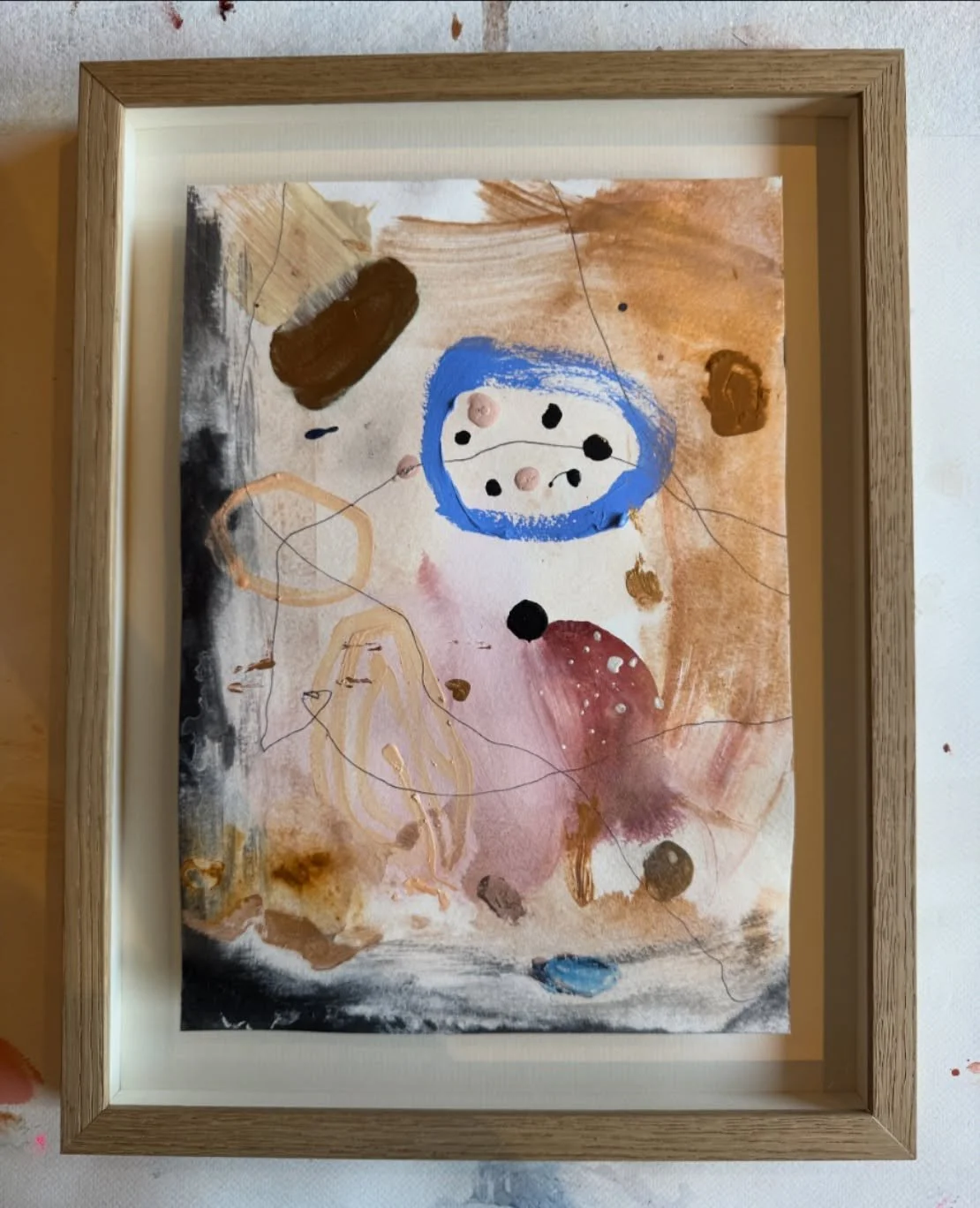 One of my little studies on paper which I&rsquo;ve been making and using to inform bigger work on board. This one is looking kind of cute mocked up in a frame!

Tonal colours and mindful mark making are massively floating my boat atm ⛴️ 🍂 🖊️