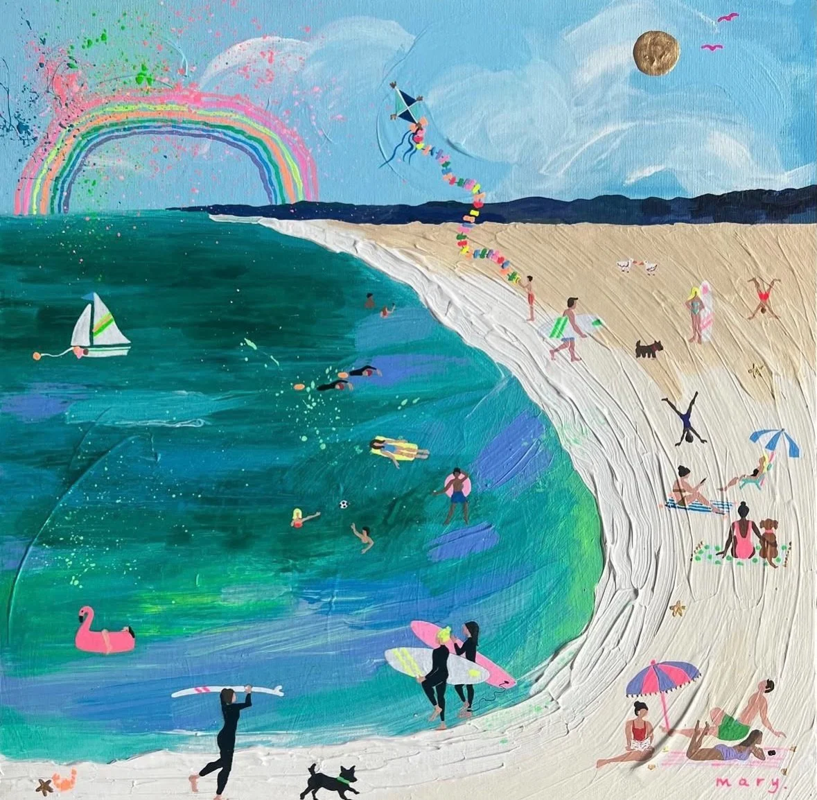 &lsquo;On Wednesday, when the sky is blue, and I have nothing else to do, I sometimes wonder if it&rsquo;s true that who is what and what is who.&rsquo;
&mdash; A.A. Milne, Winnie-the-Pooh

#wednesday #humpday #happyhumpday #rainbow #painting