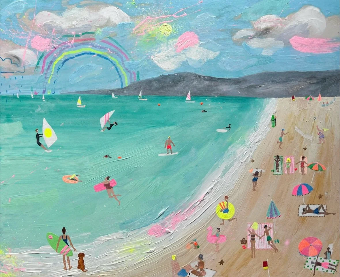 Yes please to warmth, human connection and a turquoise sea..
😊 🏖️🦩🩴🍦(archive work)

#beach #beachart #beachlife #beachpainting #seaside