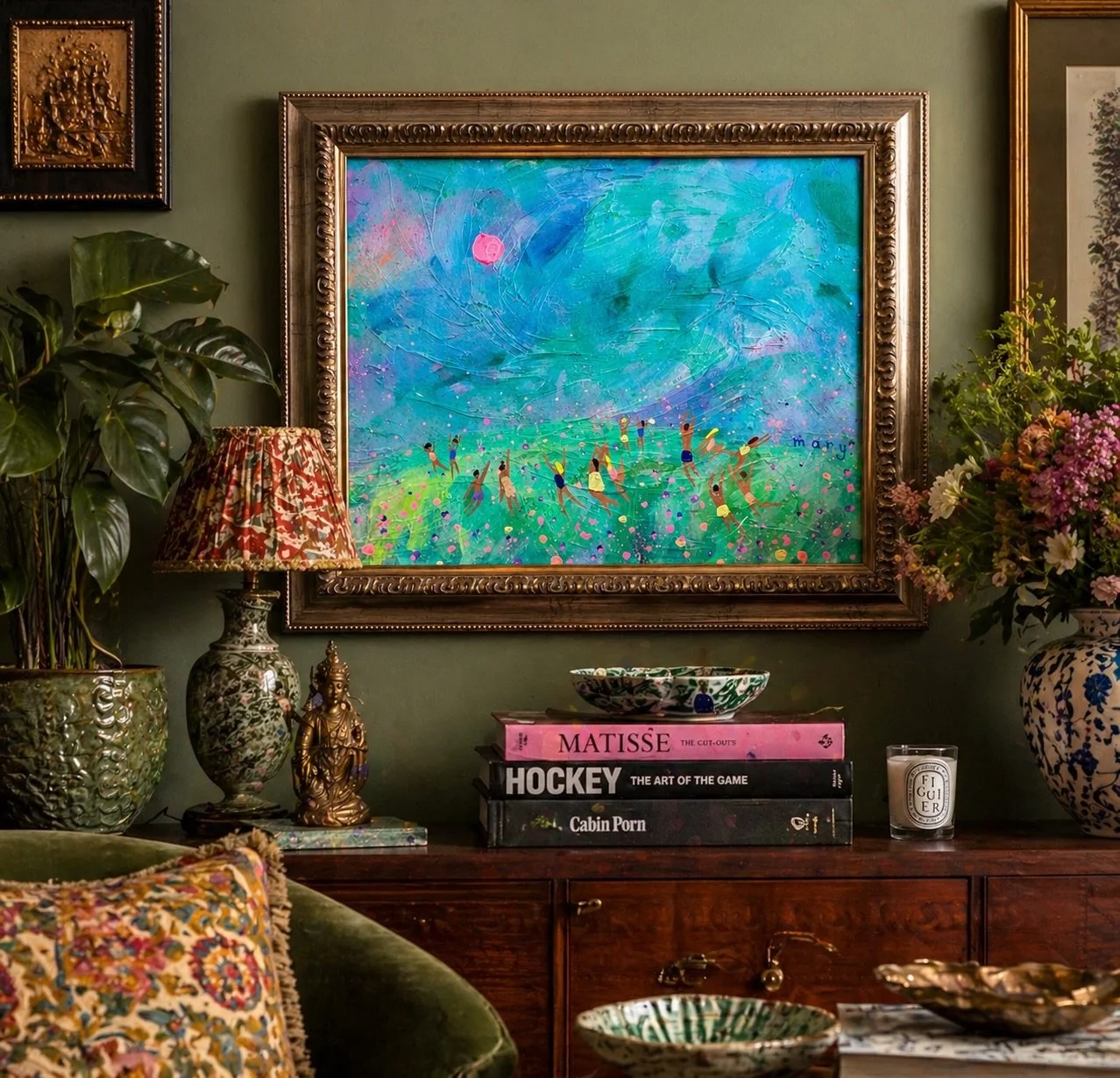 One of my recent Spring themed paintings in a maximalist mock-up to tickle your arty taste buds :-)

Happy Saturday 🌱 ☀️ 

#spring #maximalistinteriors #maximalisthome #artforhome #fillyourwalls