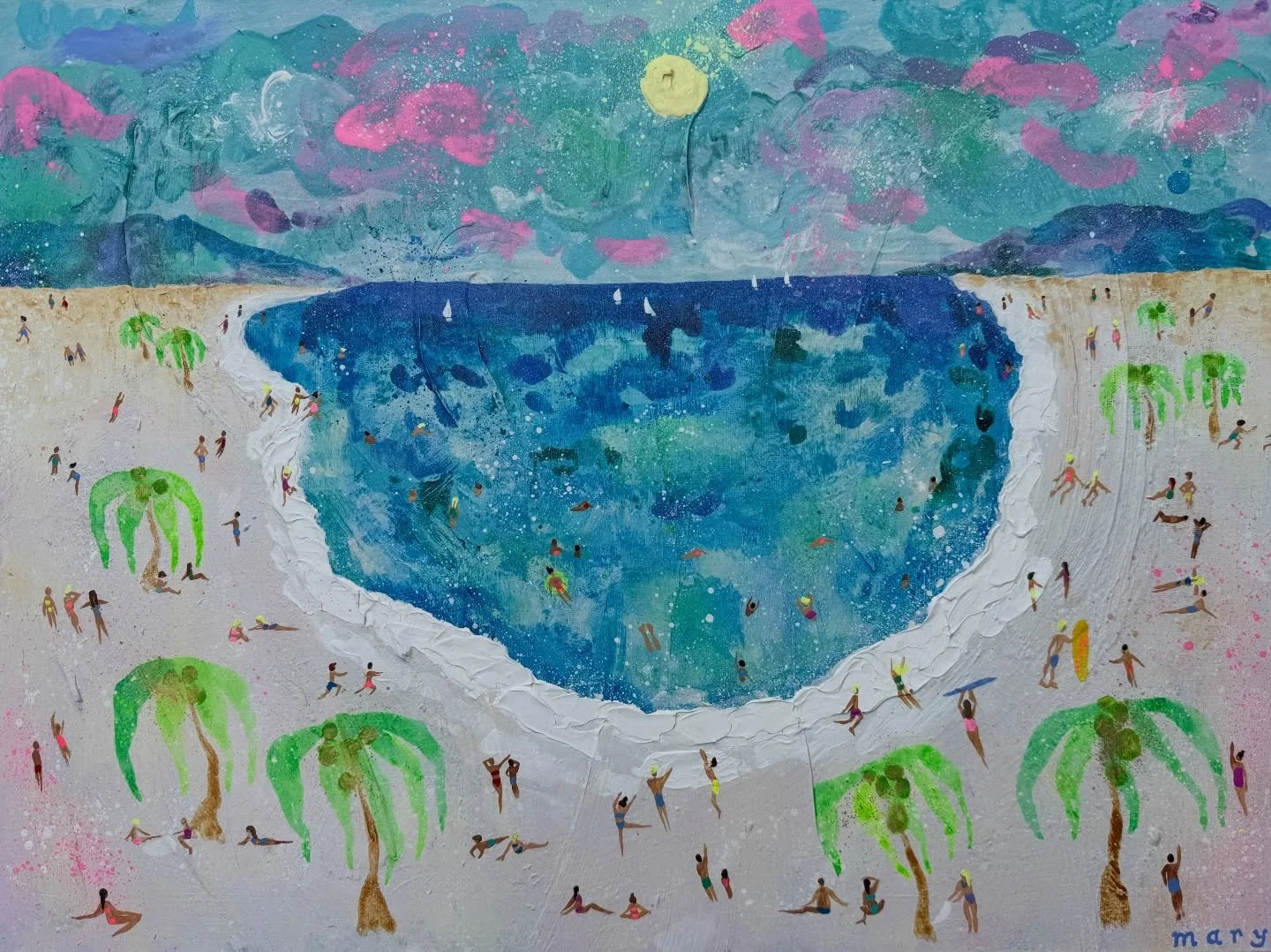 I wholeheartedly recommend painting a beach far away when some escapism is needed!

&lsquo;A beach far away&rsquo;
🌴🥥🌊☀️👙

(Available to purchase later in the year 👀)

#marydonald #beachart #beachpainting #beach #playa