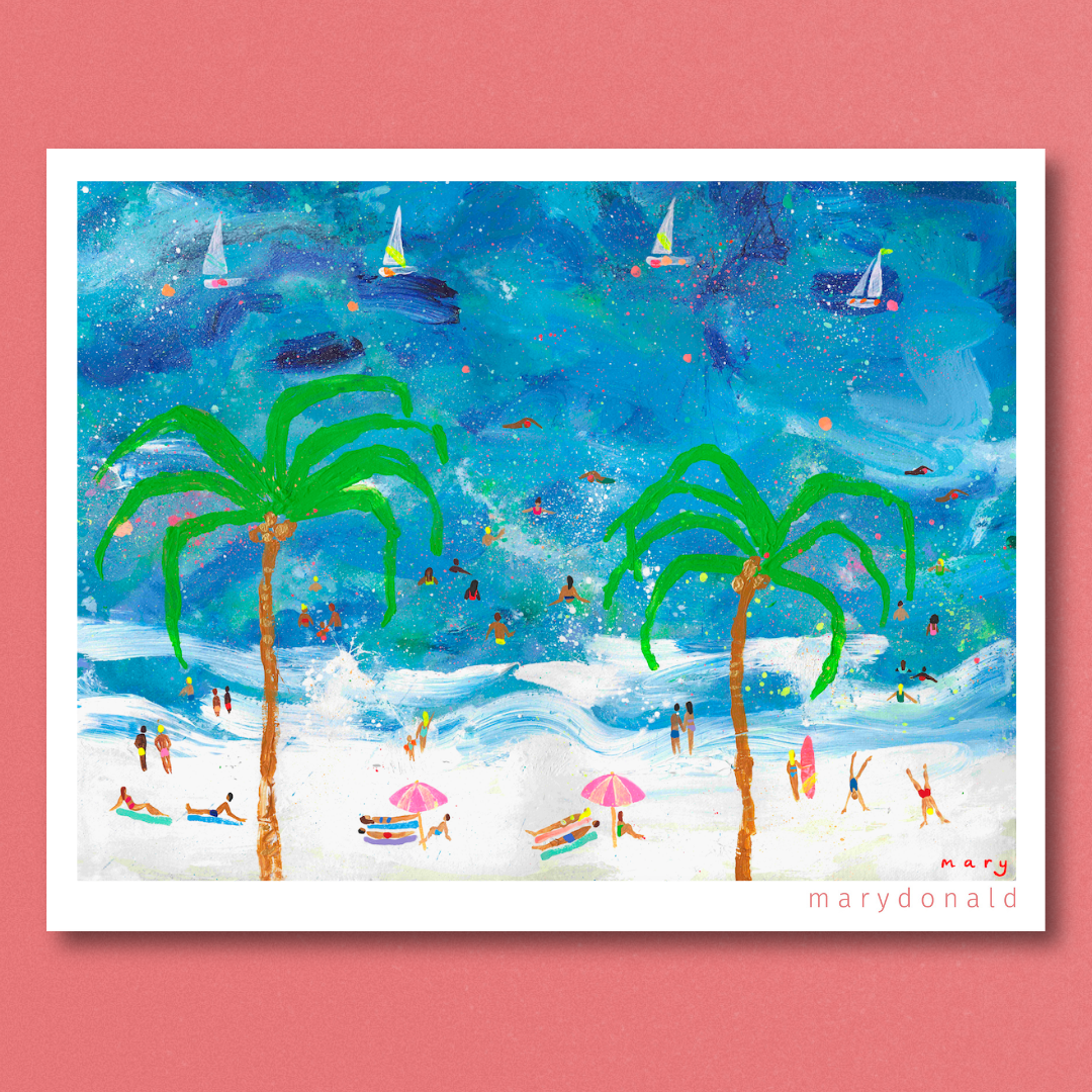 Palms & Neons - Mary Donald - Palm tree beach scene art print.png