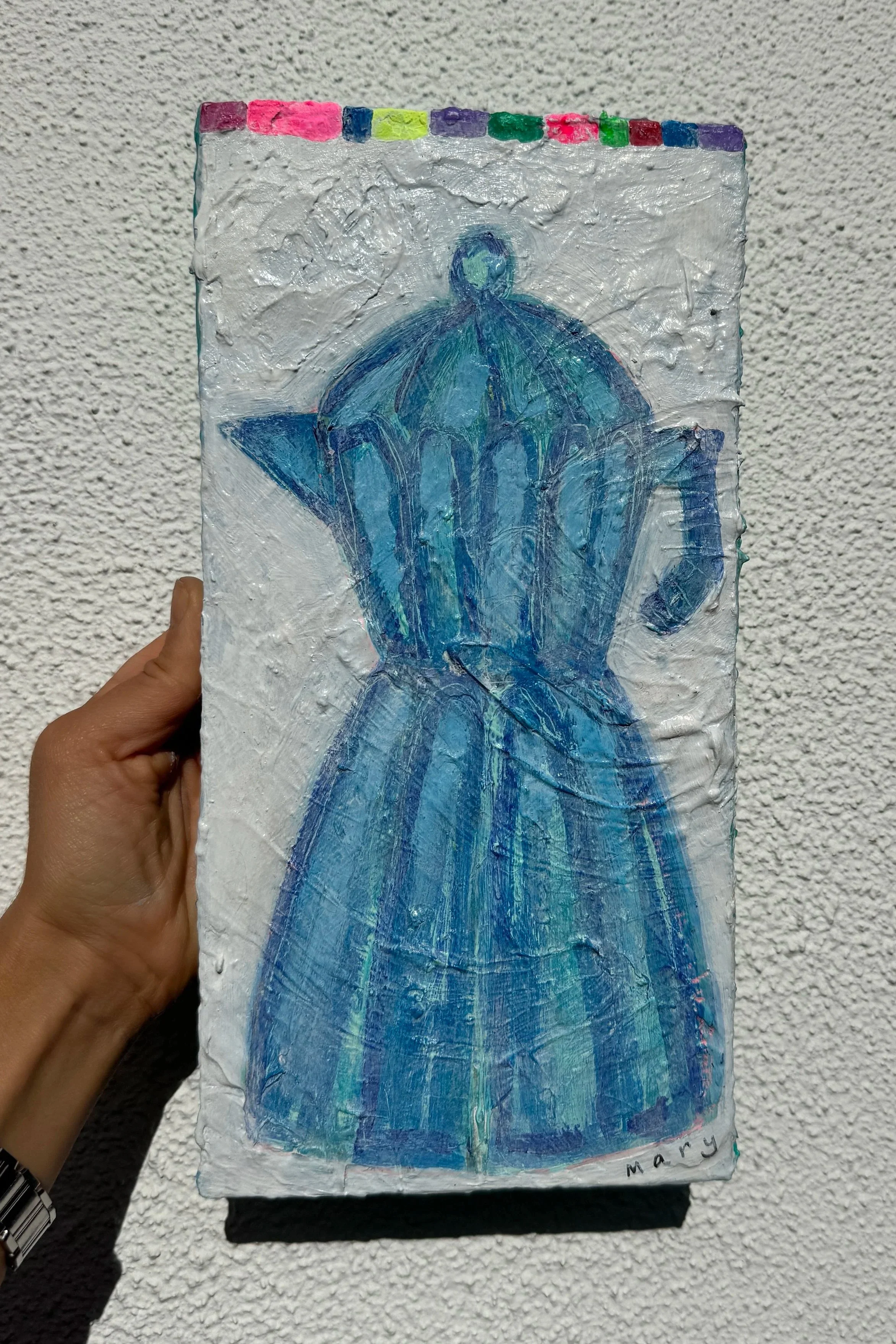 Wobbly Blue Coffee Pot (Mini painting)