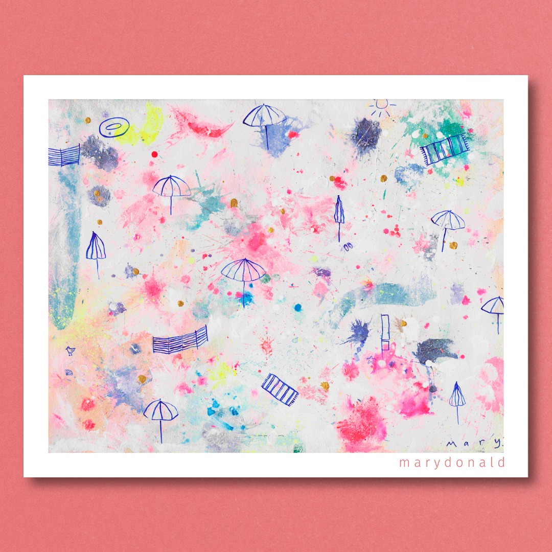 Beach on Repeat - Bright summer art print- Mary Donald.png