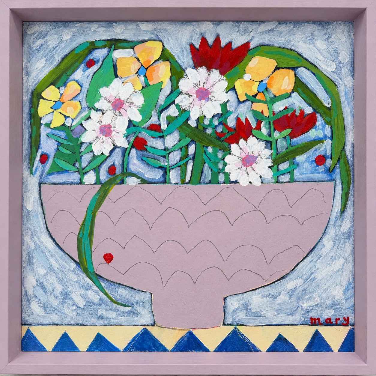 Wild Flowers in a Dusky Pink Vase