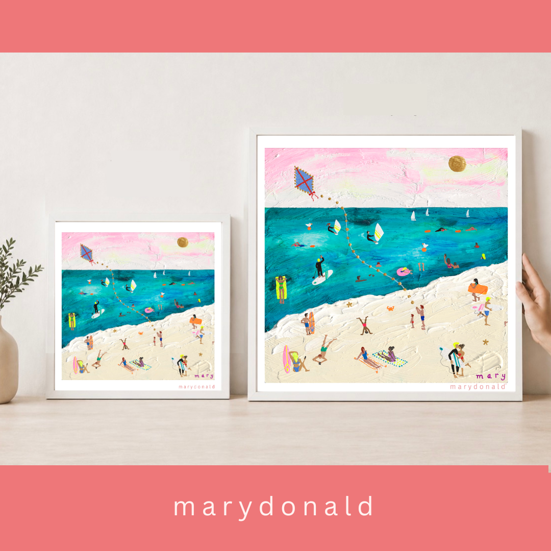 Beachy Bliss - Beach scene art print - Mary Donald- 40 x 40 cm.png
