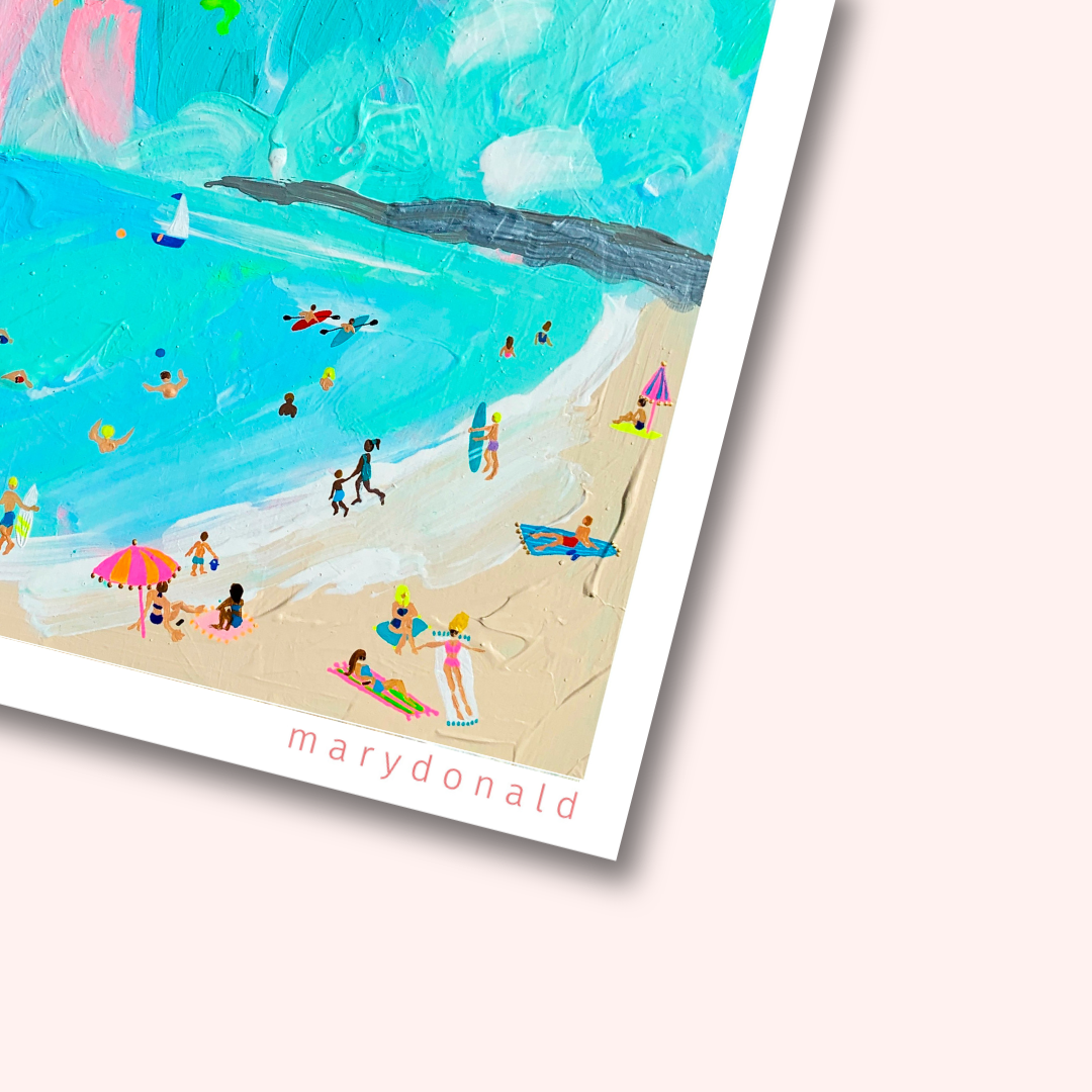 Mary Donald Vacay giclee art print -beach holiday Art- bright colour art print.png