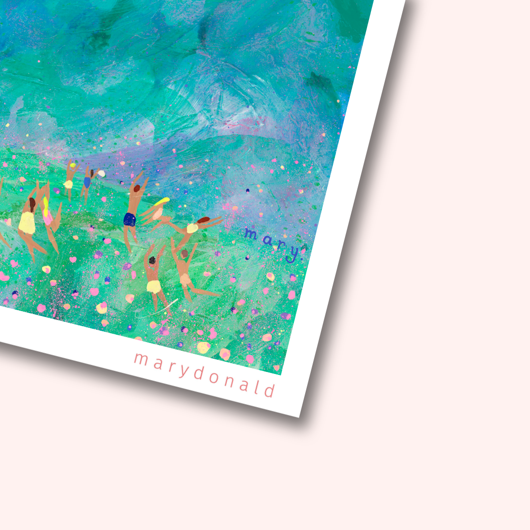 Mary Donald giclee art print- whimsical art - greens and blues art print.png