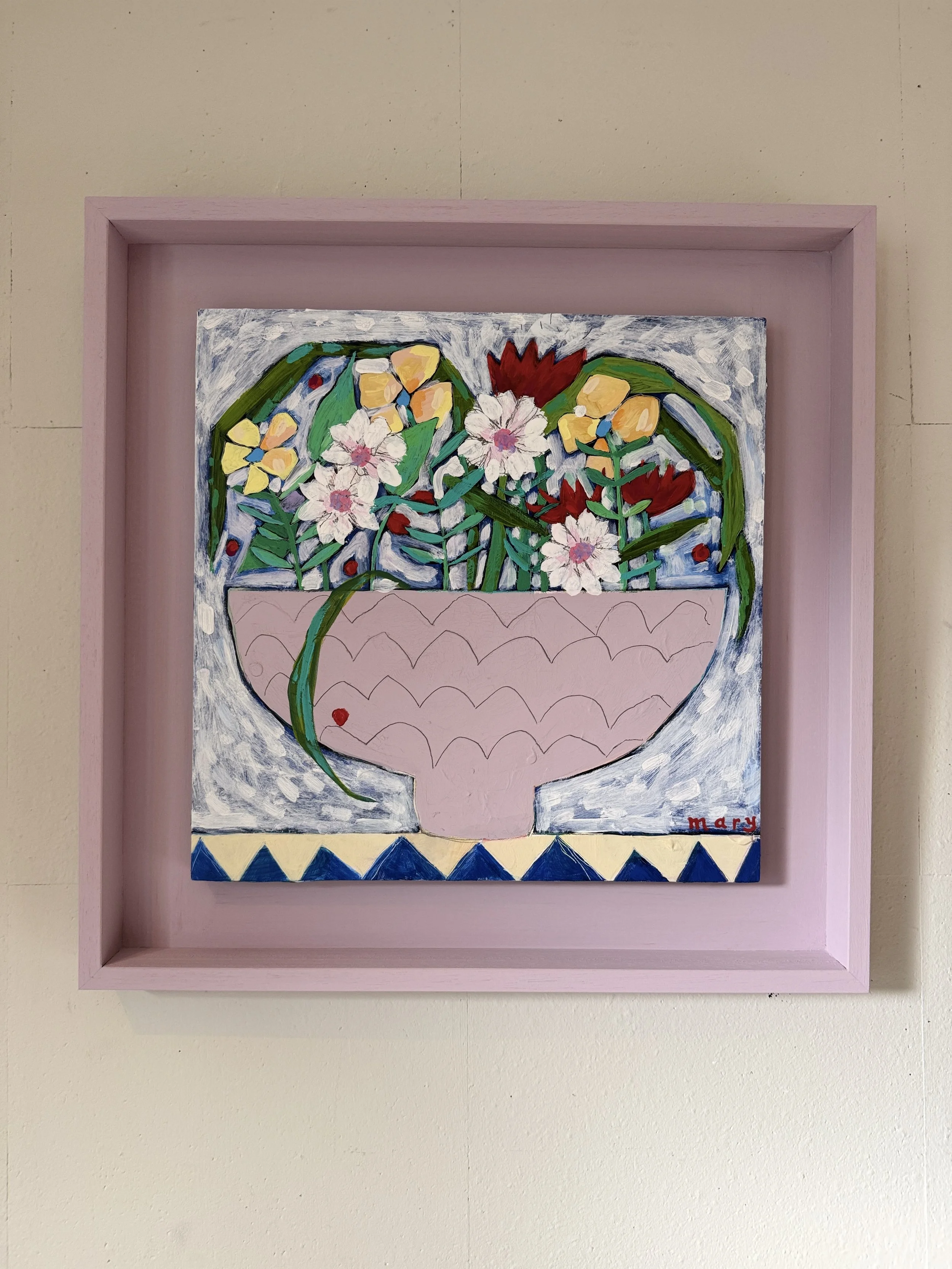 Wild Flowers in a Dusky Pink Vase