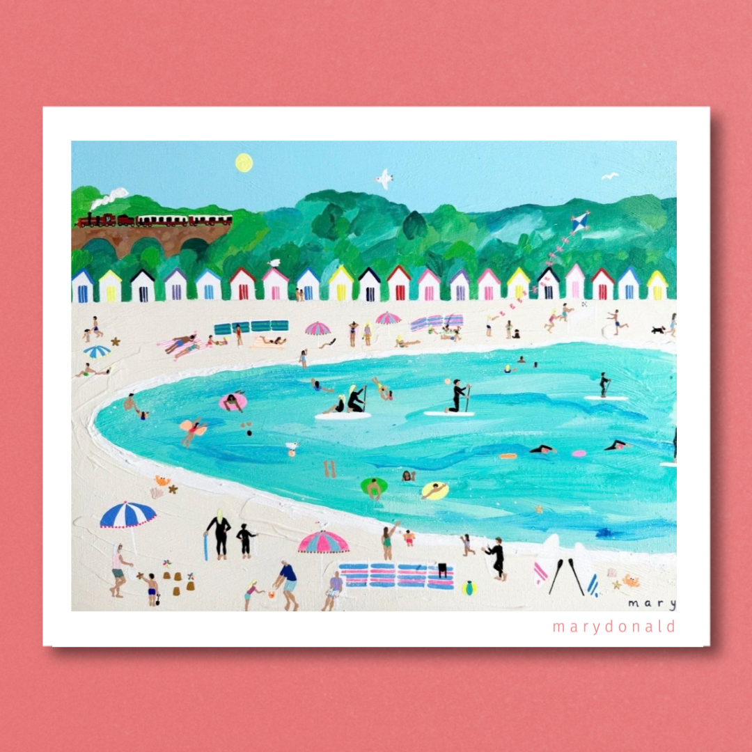Broadsands - Mary Donald - Beach huts art print - British seaside art print- bright colour art print.png