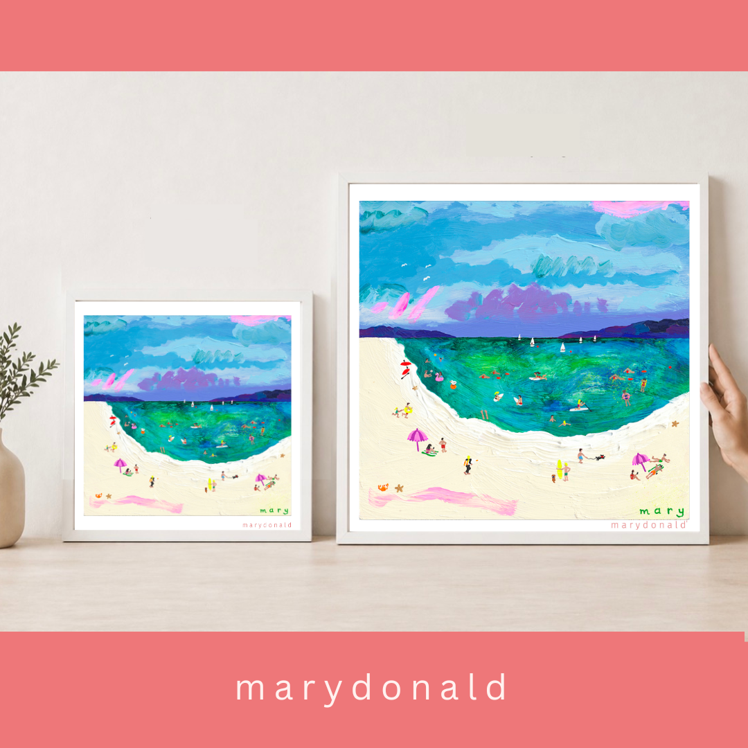 Petite Plage white sand beach art print Mary Donald - 305x305mm.jpg