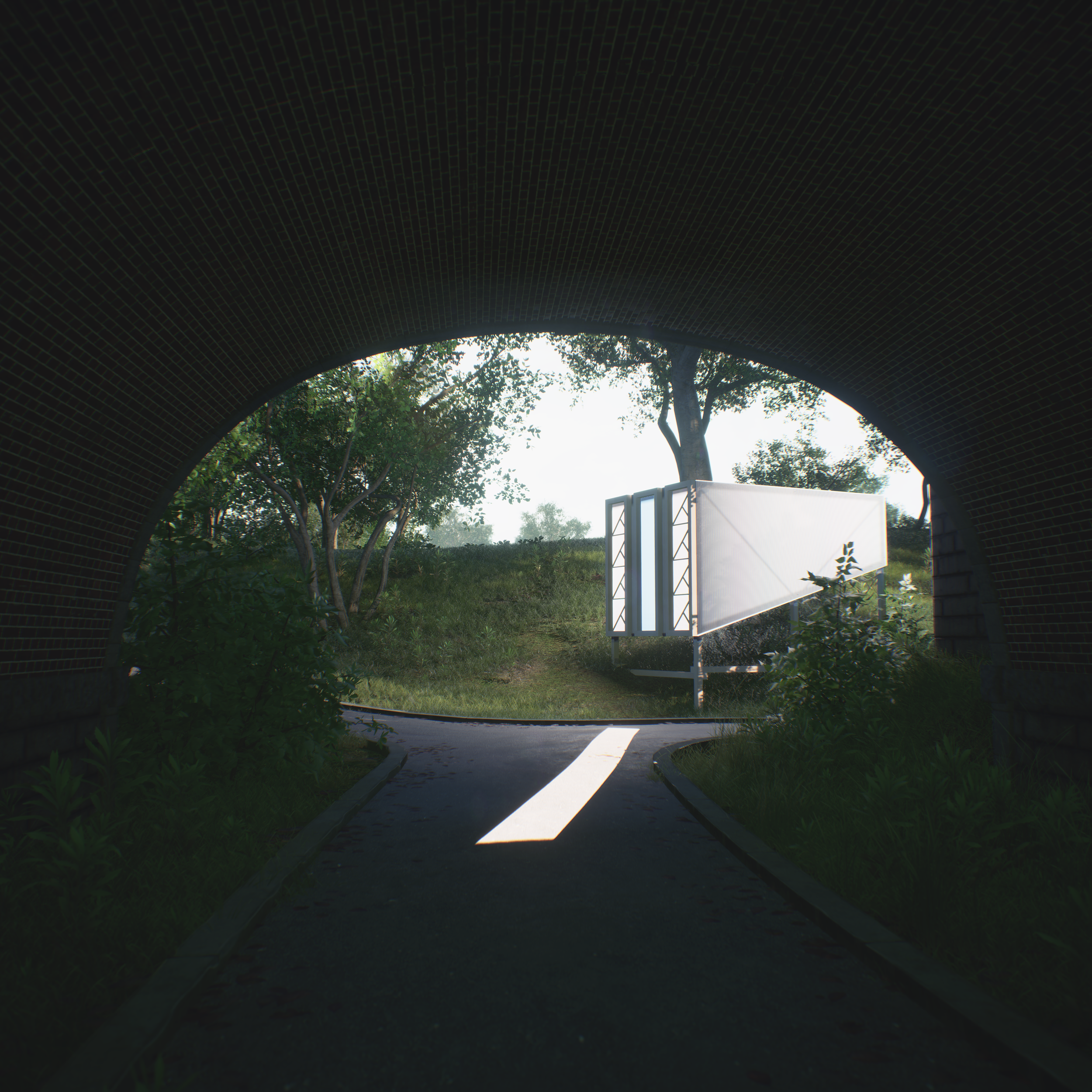  Here, the pavilion acts as a light at the end of the tunnel, extending its beam of sunlight into an otherwise dark place. One piece of feedback which multiple people echoed was the feeling that they wanted to go inside it. When placed in a transitio