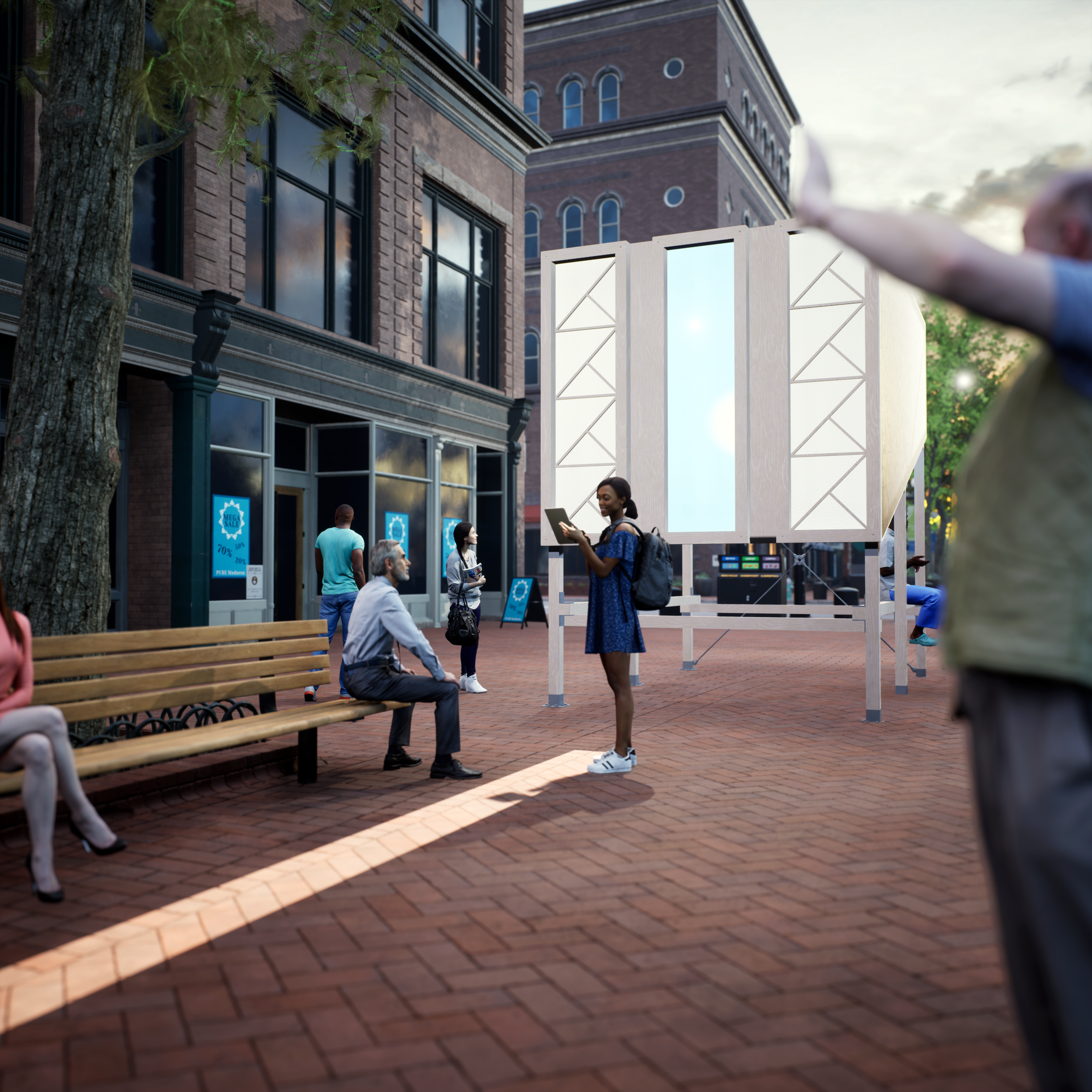  People spend 90% of their time indoors. For those living in built-up areas, depending on their geography, this can mean there is a very short window to experience any direct sunlight in their day to day lives.  Additionally, the Virtual Atrium can f