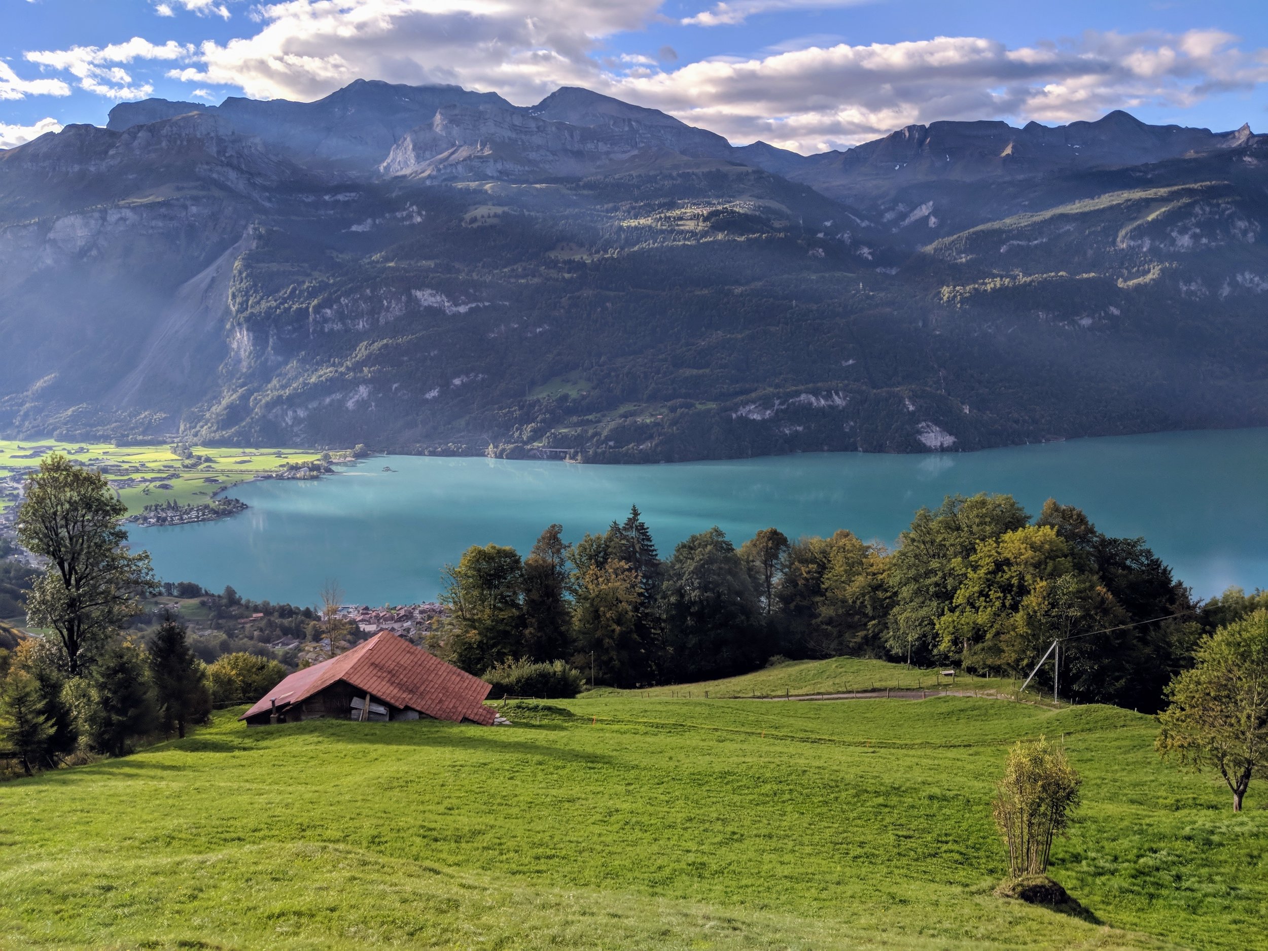 View of Lake Brienz from the ride on the Brienz Rothorn Railway