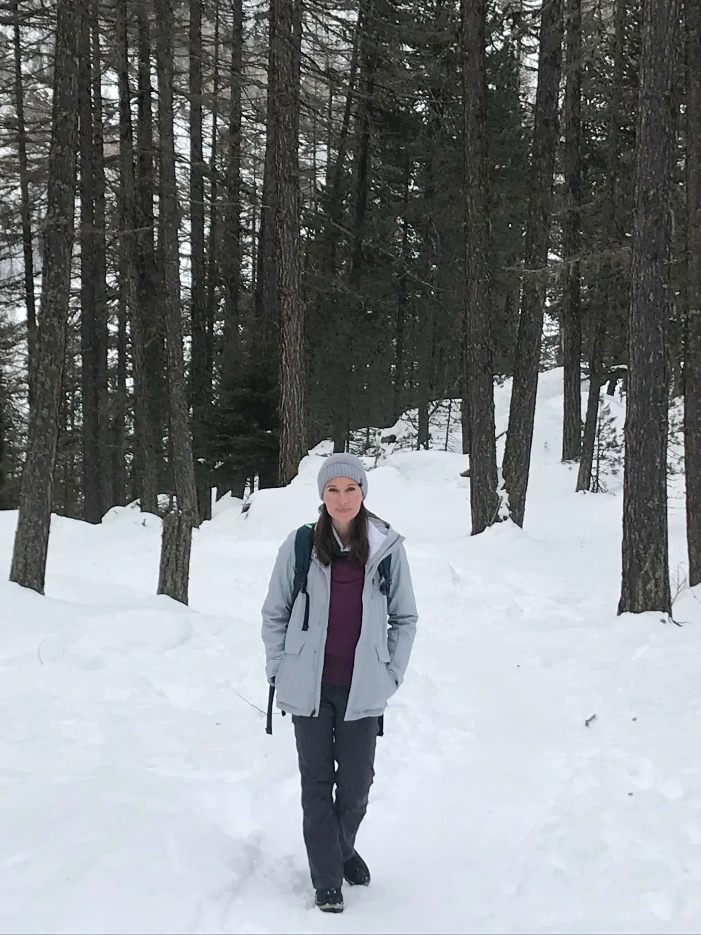 Snowy winter hike up to Sunnega (midway at Tiefenmatten)