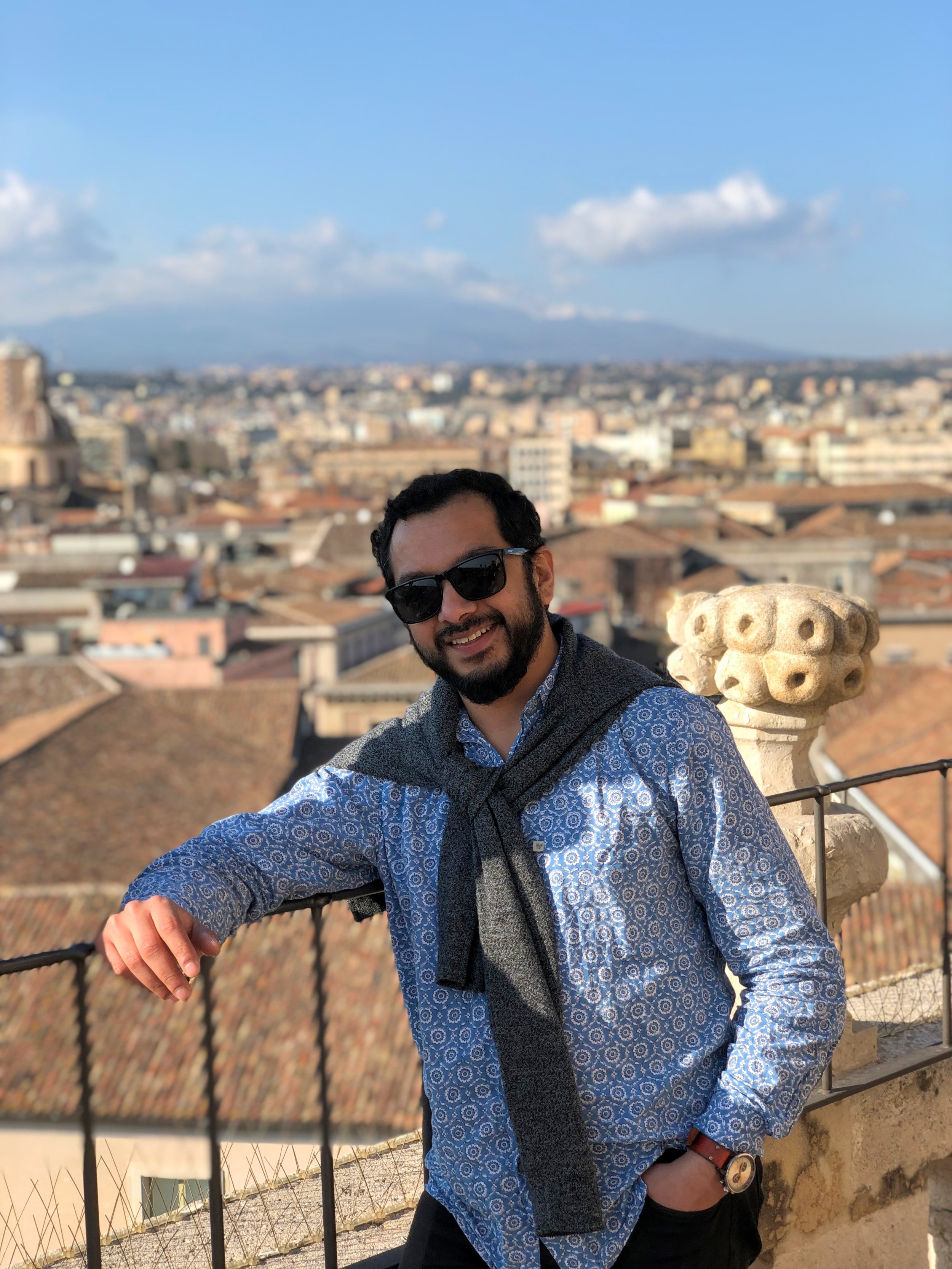 Basilica with views of Catania and Mount Etna