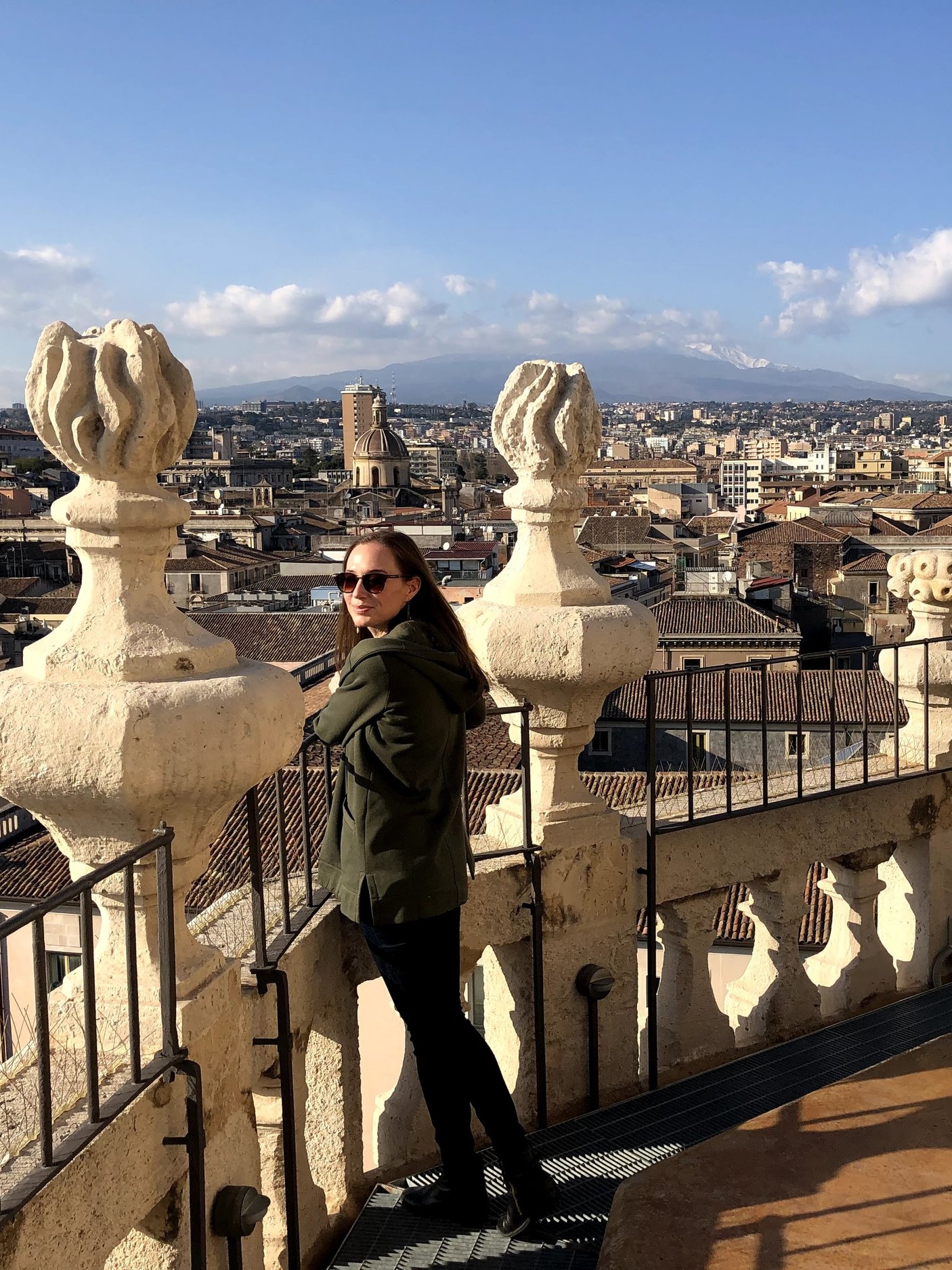 Basilica with views of Catania and Mount Etna