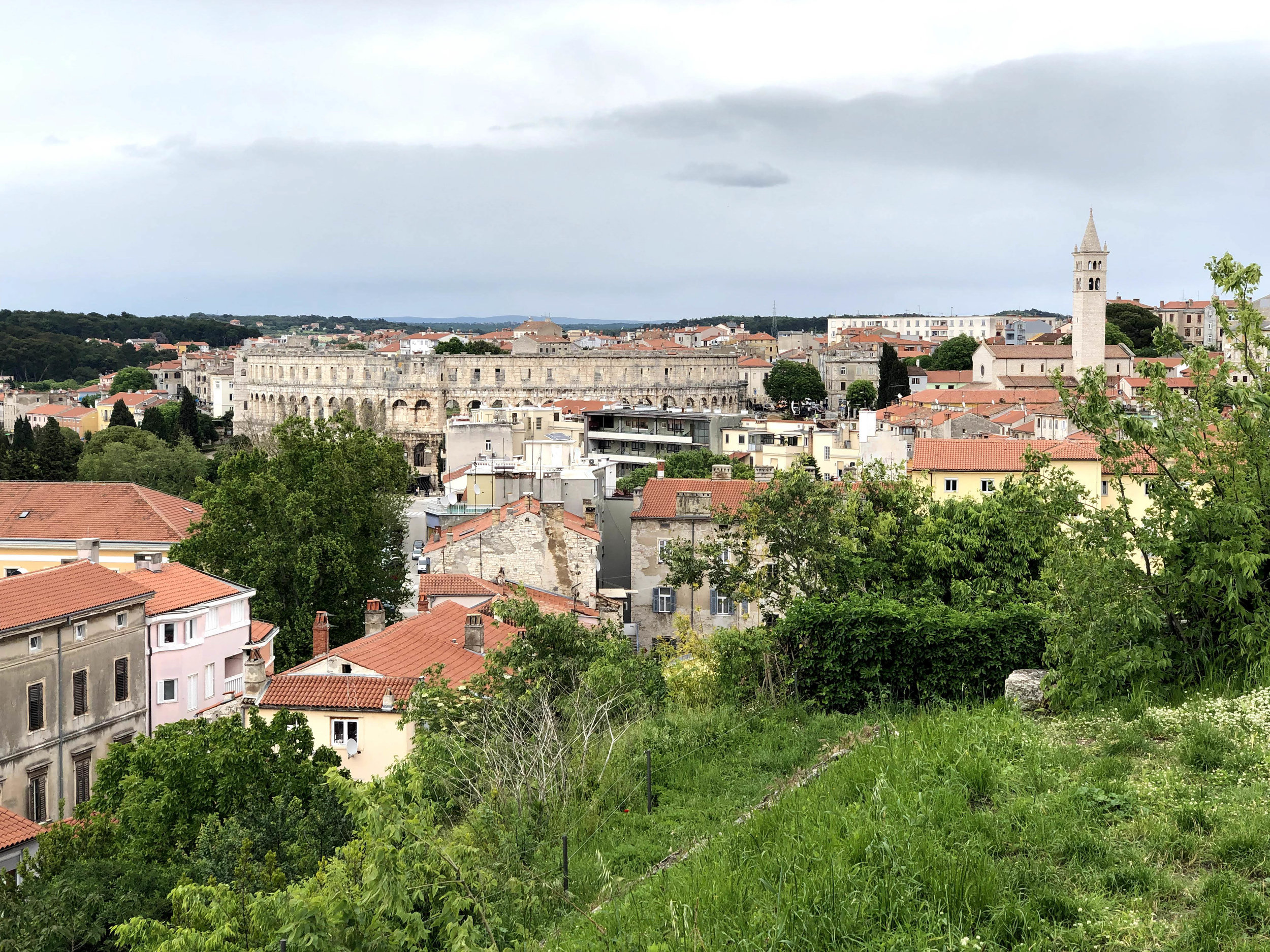 View of Pula Arena from citadel, Istria, Croatia