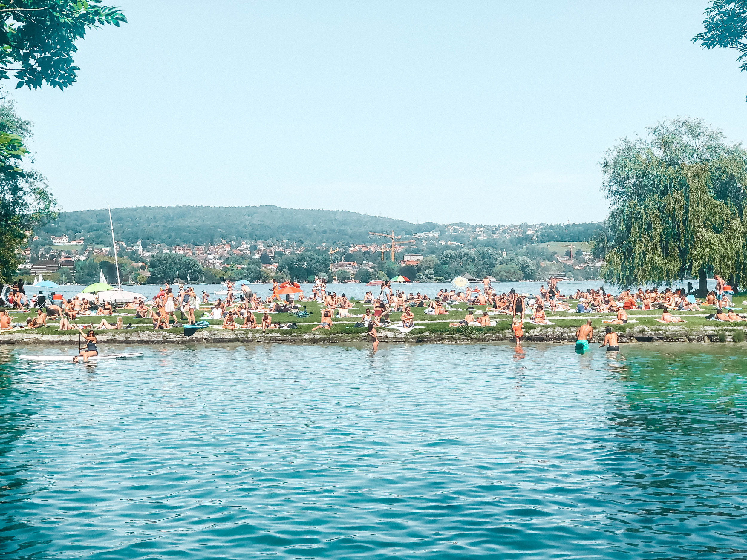 Swimming at Saffa Insel, Zurich Switzerland