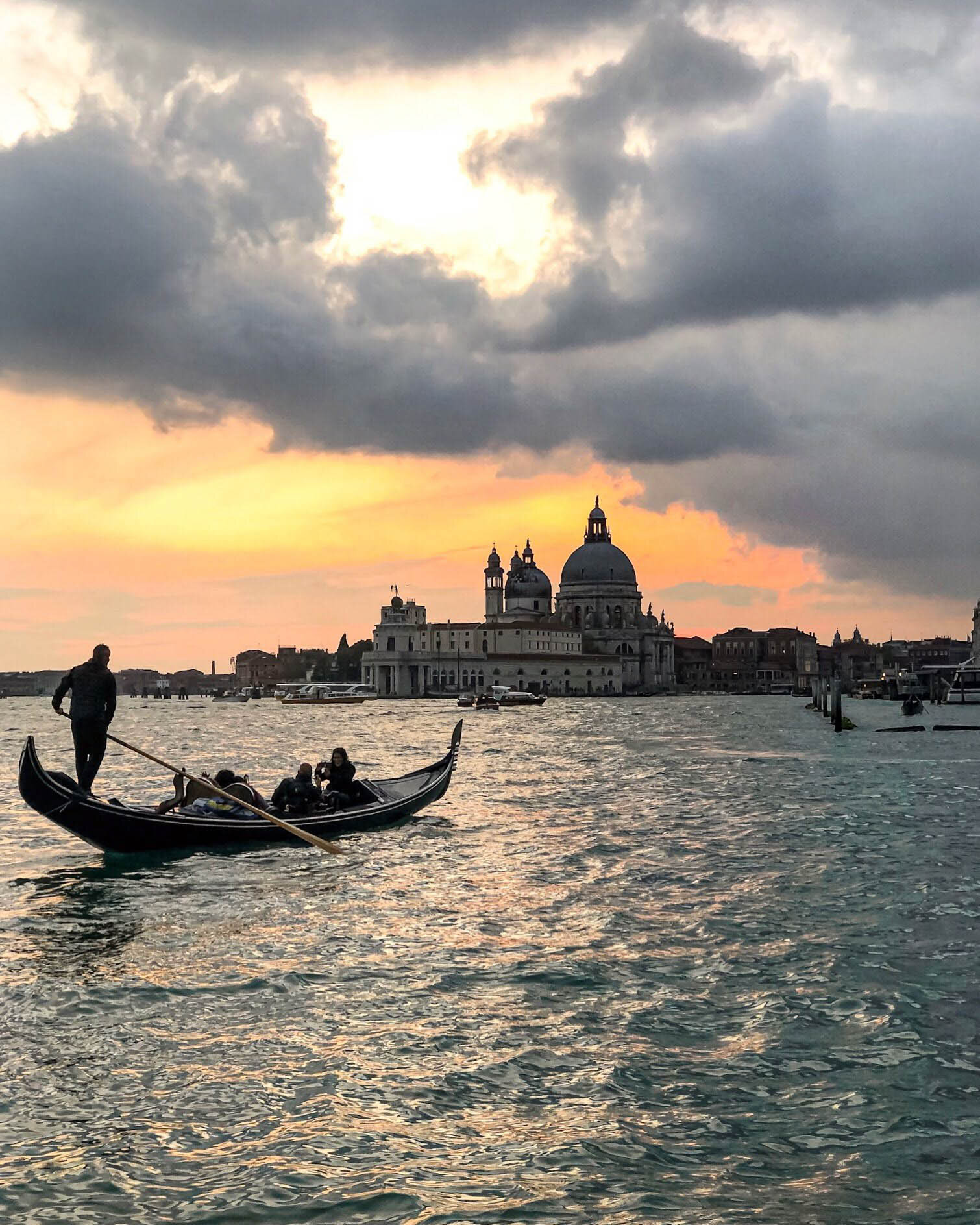 Gondola at sunset, Venice Italy