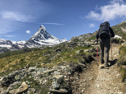 On the Edelweissweg with Matterhorn in Zermatt Switzerland