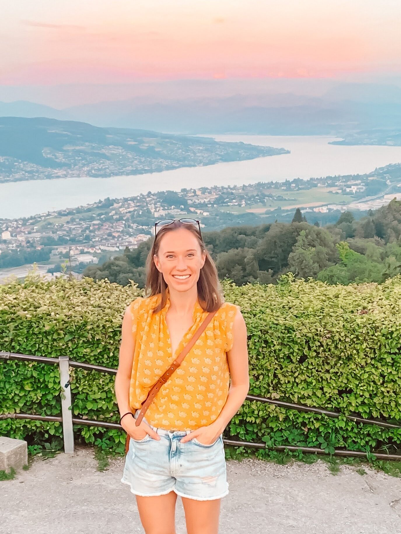 Sunset on top of Uetliberg in Zurich, Switzerland