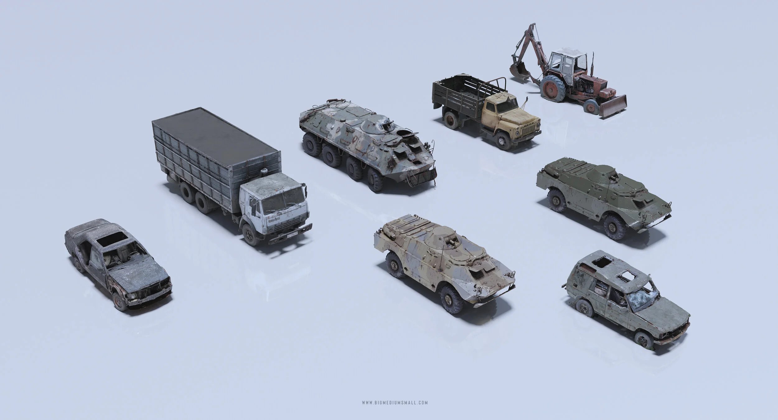 Apocalypse 3D asset pack - photo-scanned vehicles