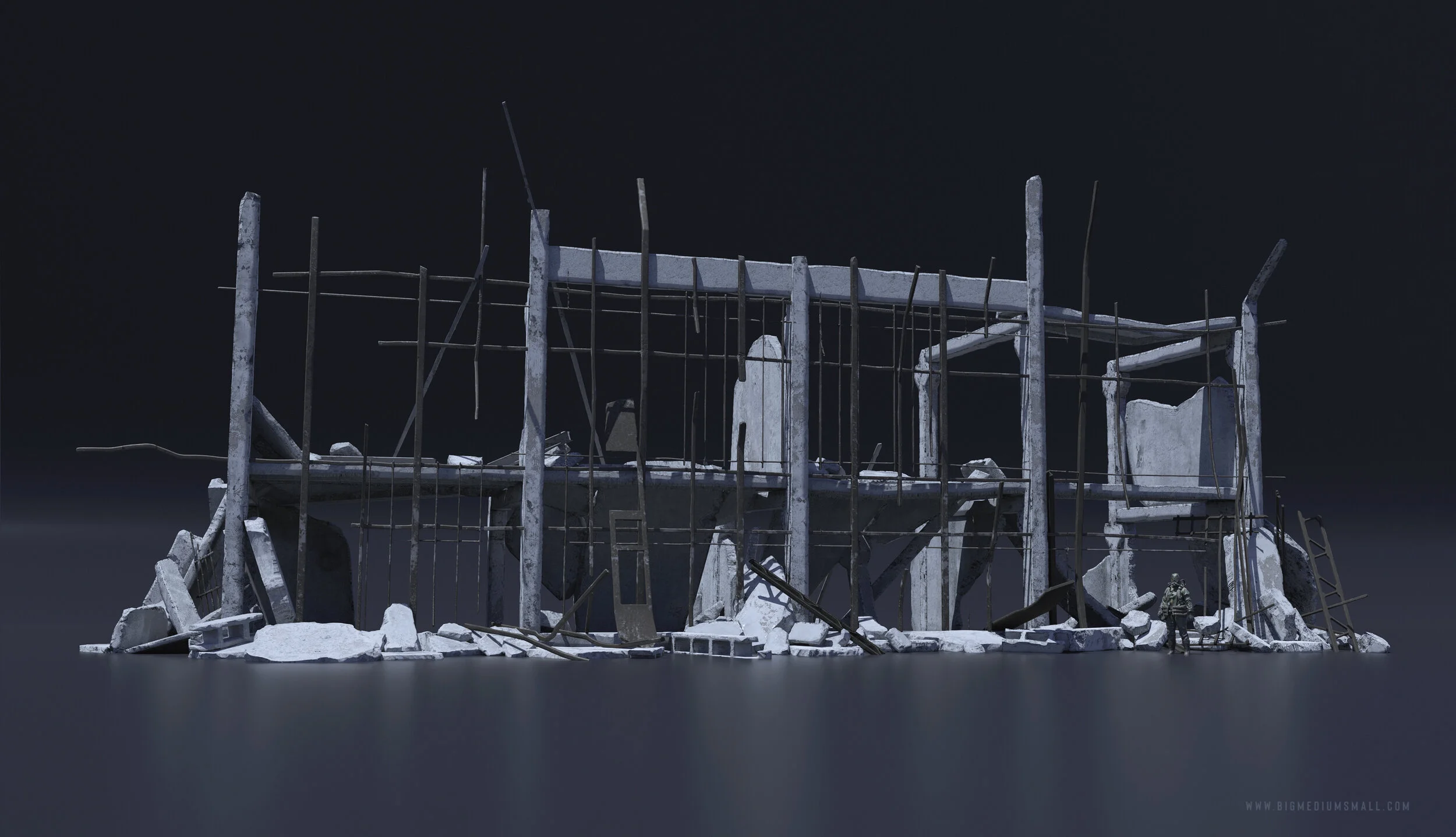 Apocalypse 3D asset pack - post-apocalyptic ruined city render