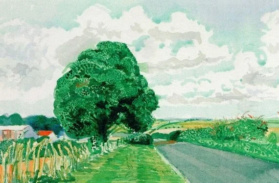 8. David Hockney - Road and Tree near Wetwang - image approx 57 x 38 cm - £35.jpg