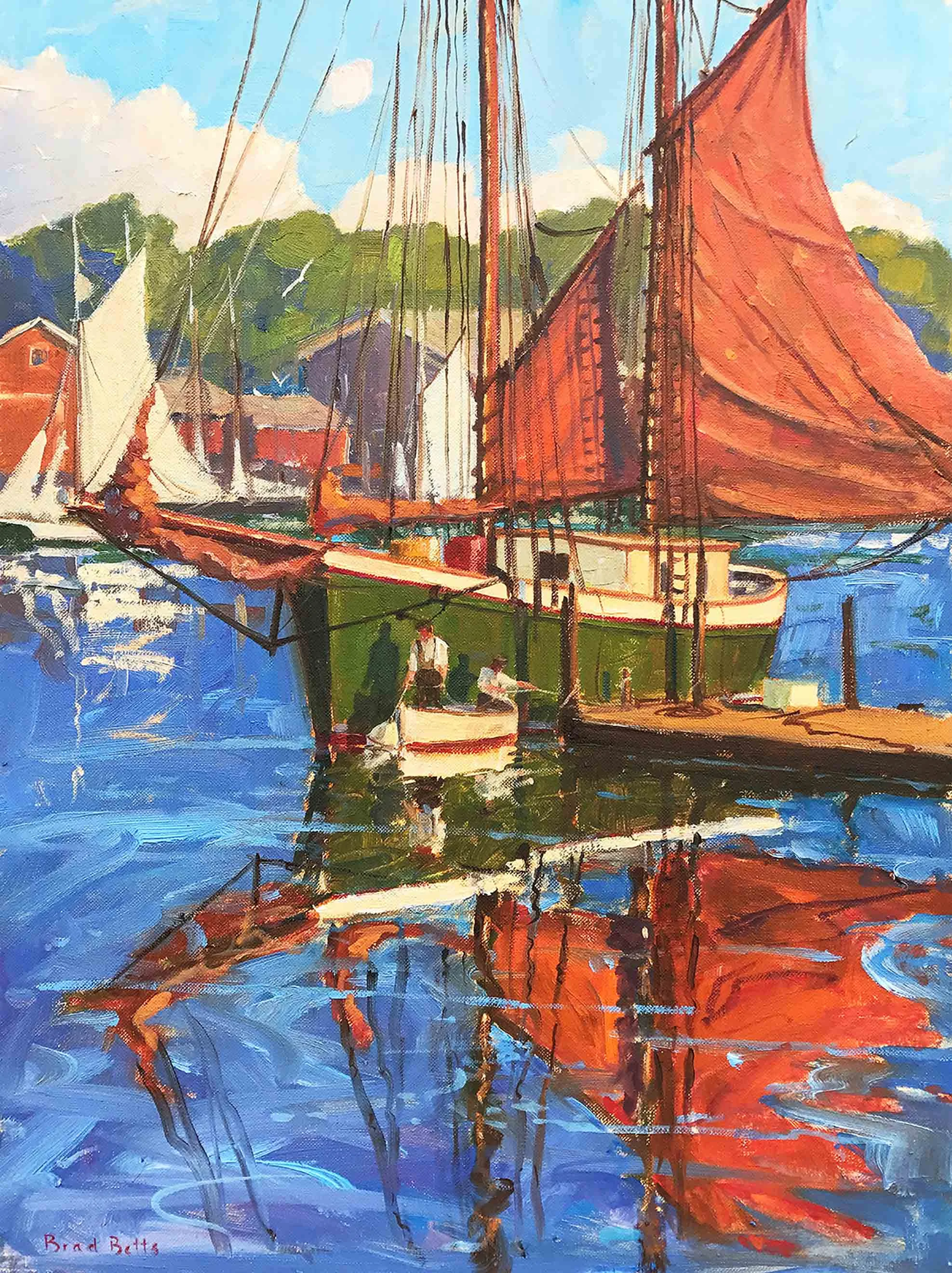 "Drying Sails in Camden Harbor", 24x18, oil on canvas