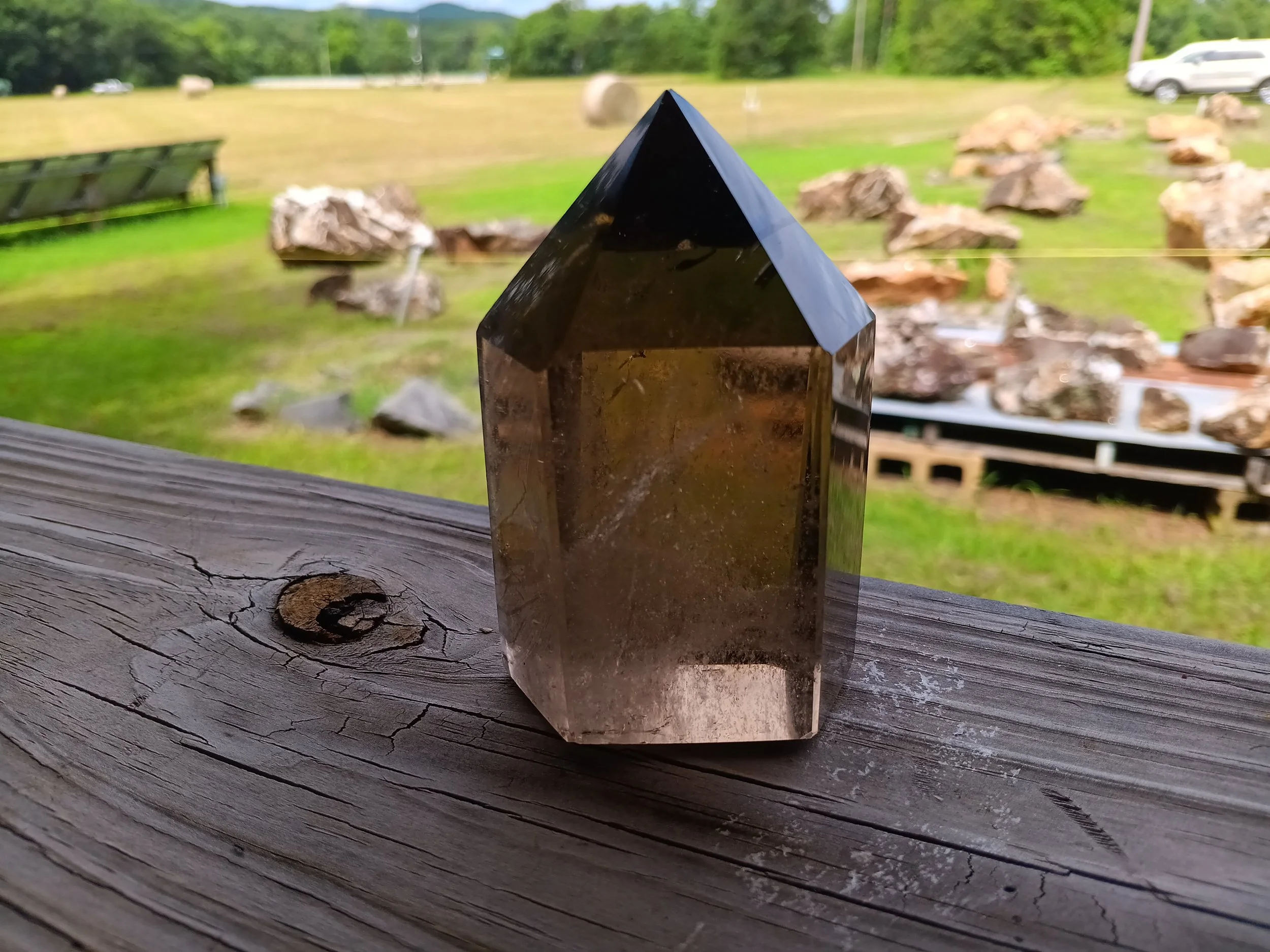 #35. Natural Smoky Quartz Standing Polished Point