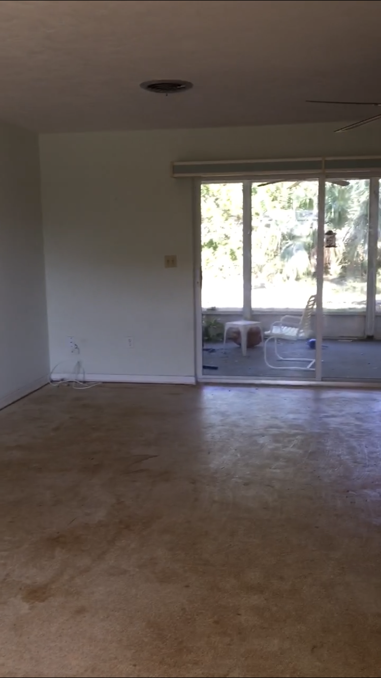  Dining area looking out to the where the pool would eventually end up. 