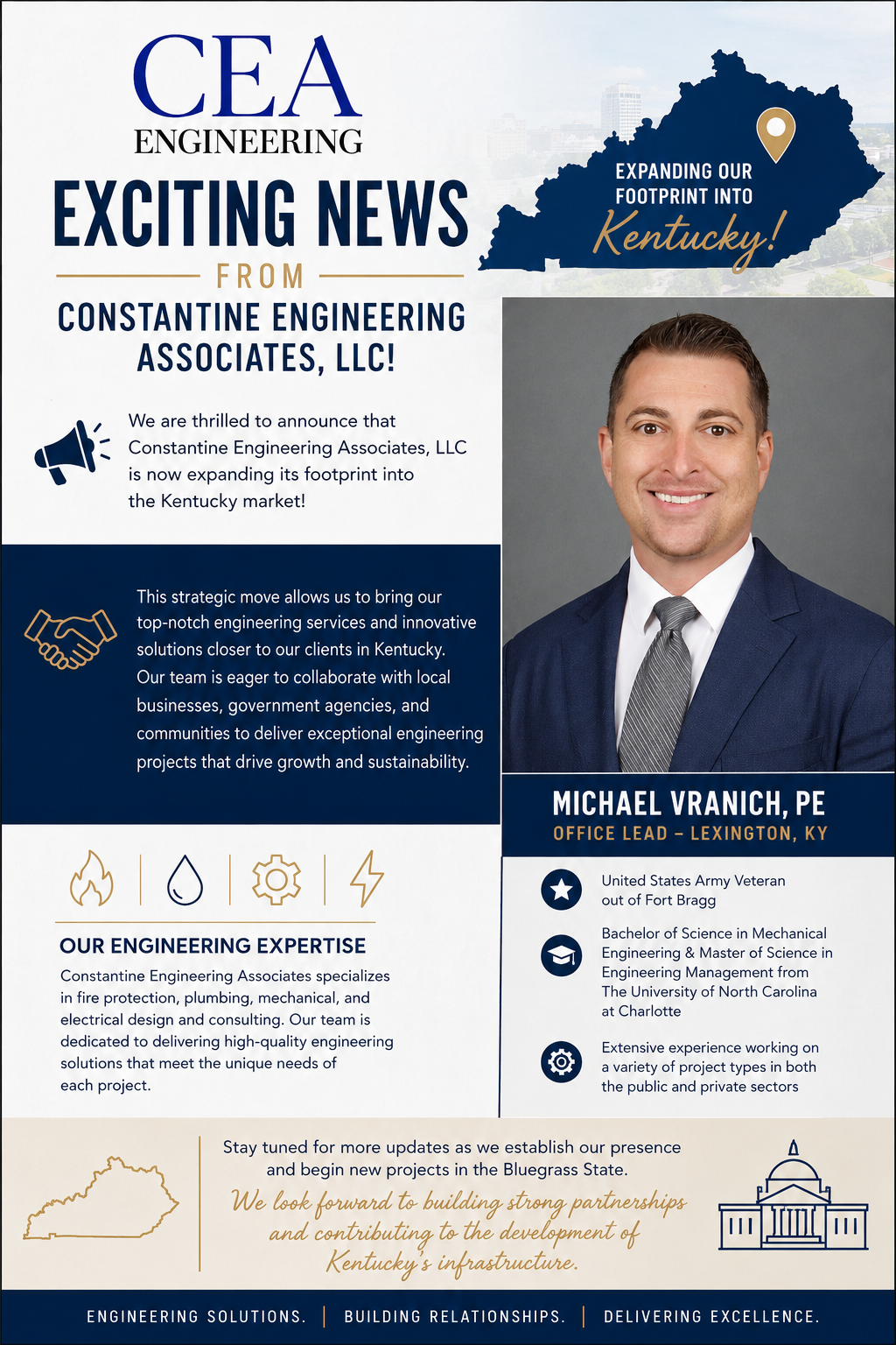 CEA announcement for Kentucky office expansion and Michael Vranich