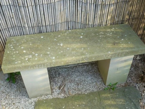 Lettering by Caitriona Cartwright 2015, Dedication to Antoinetta’s parents, Forest of Dean Green stone