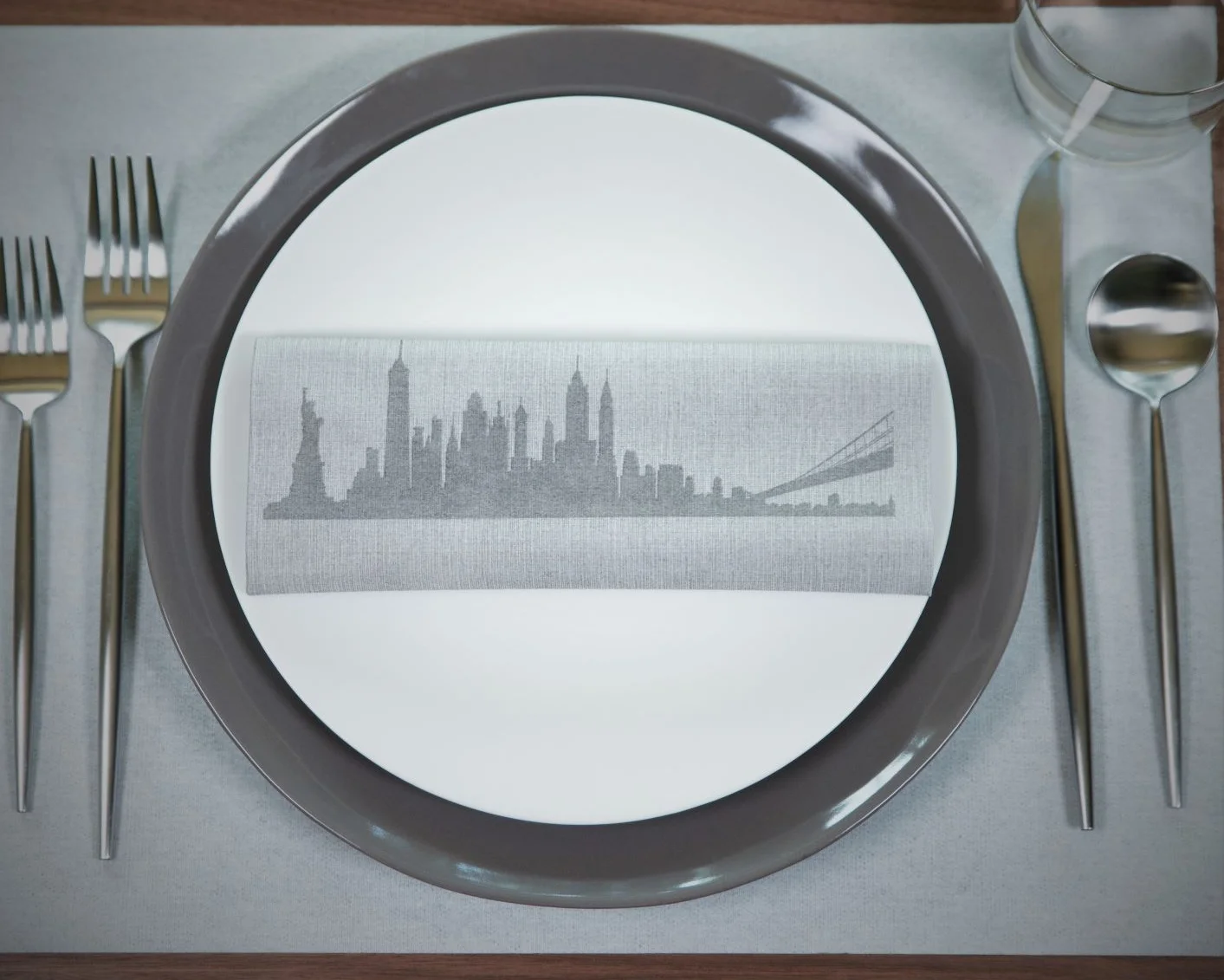 Deluxe Silver Grey CITYSCAPE NEW YORK