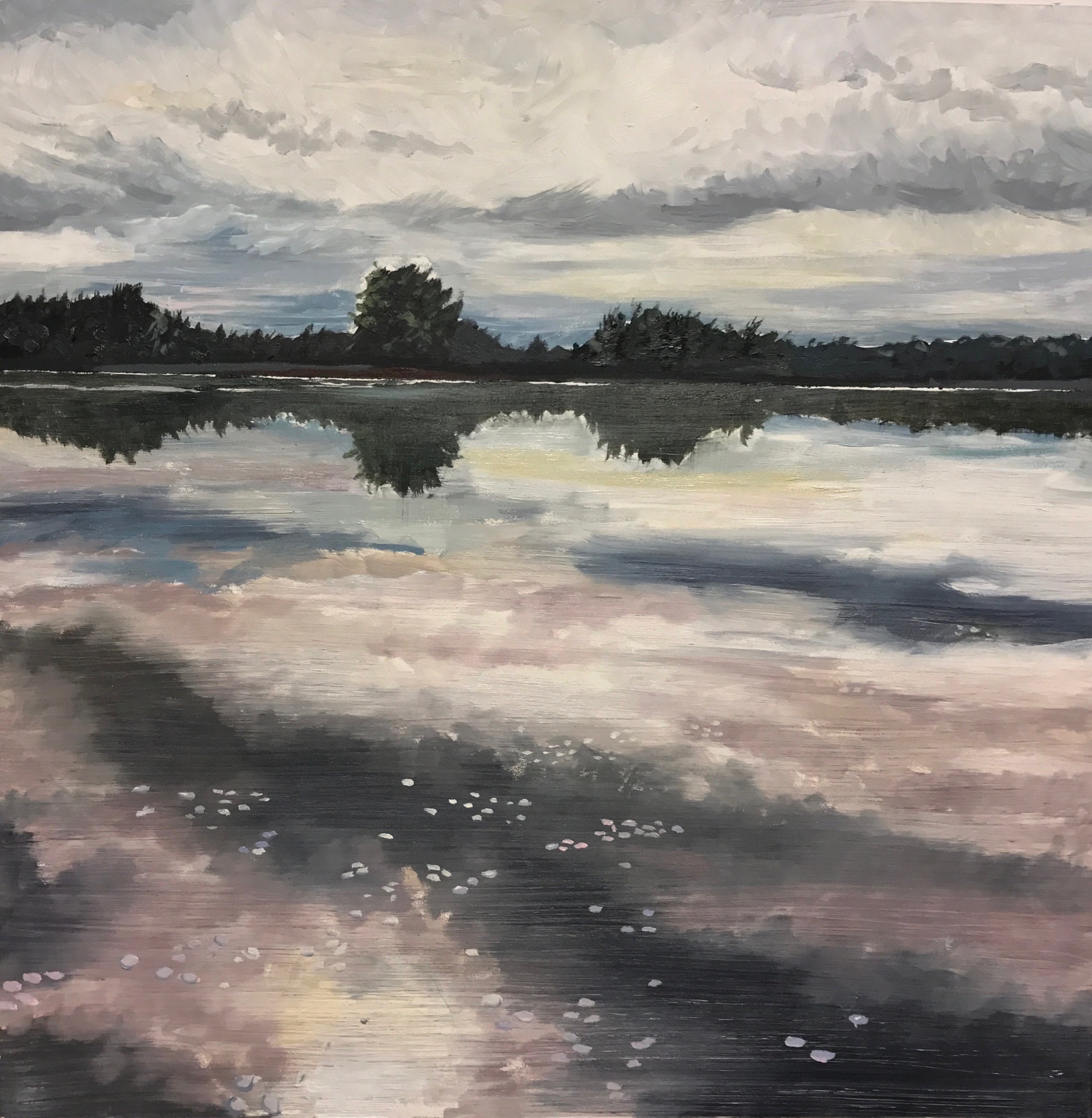 Lily-pads Beddington Lake - 12” x 12” (oil on panel) - private collection