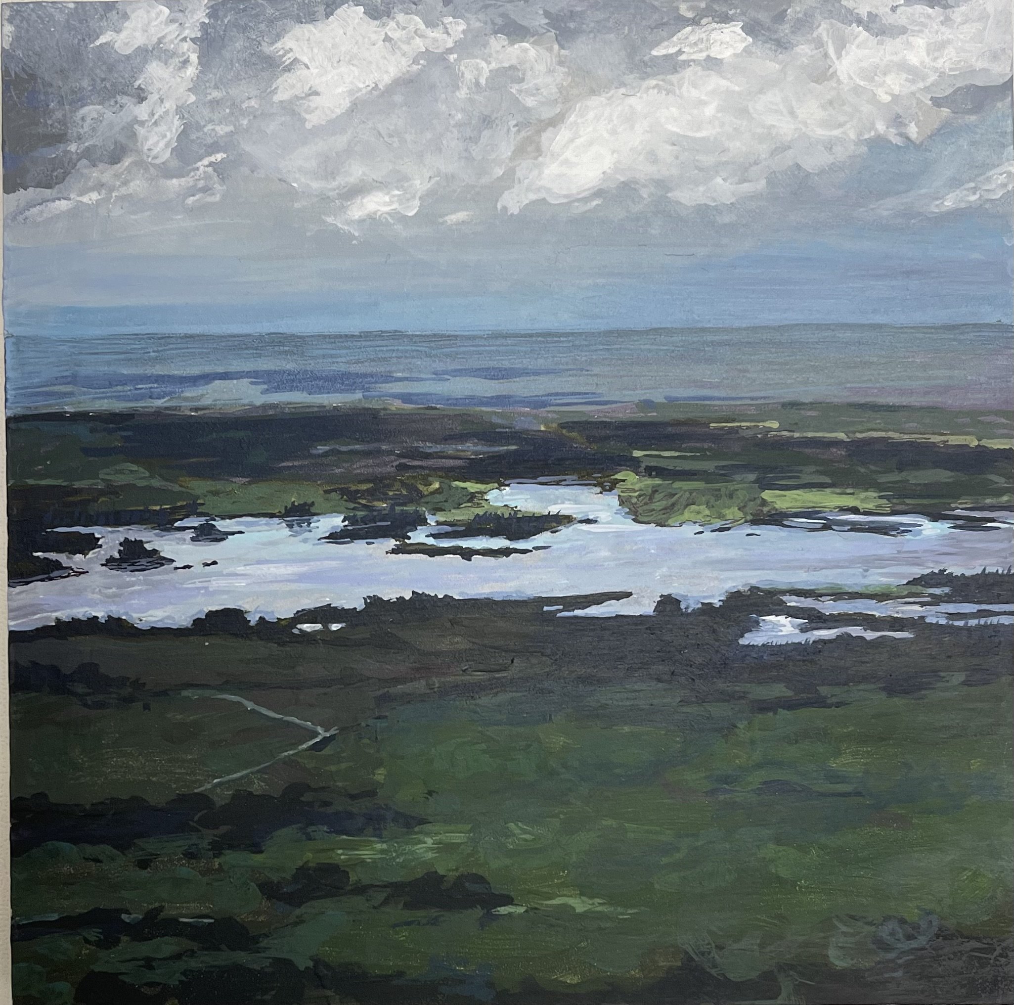 Beddington Lake - 6" x 6" (gouache on panel) - $275