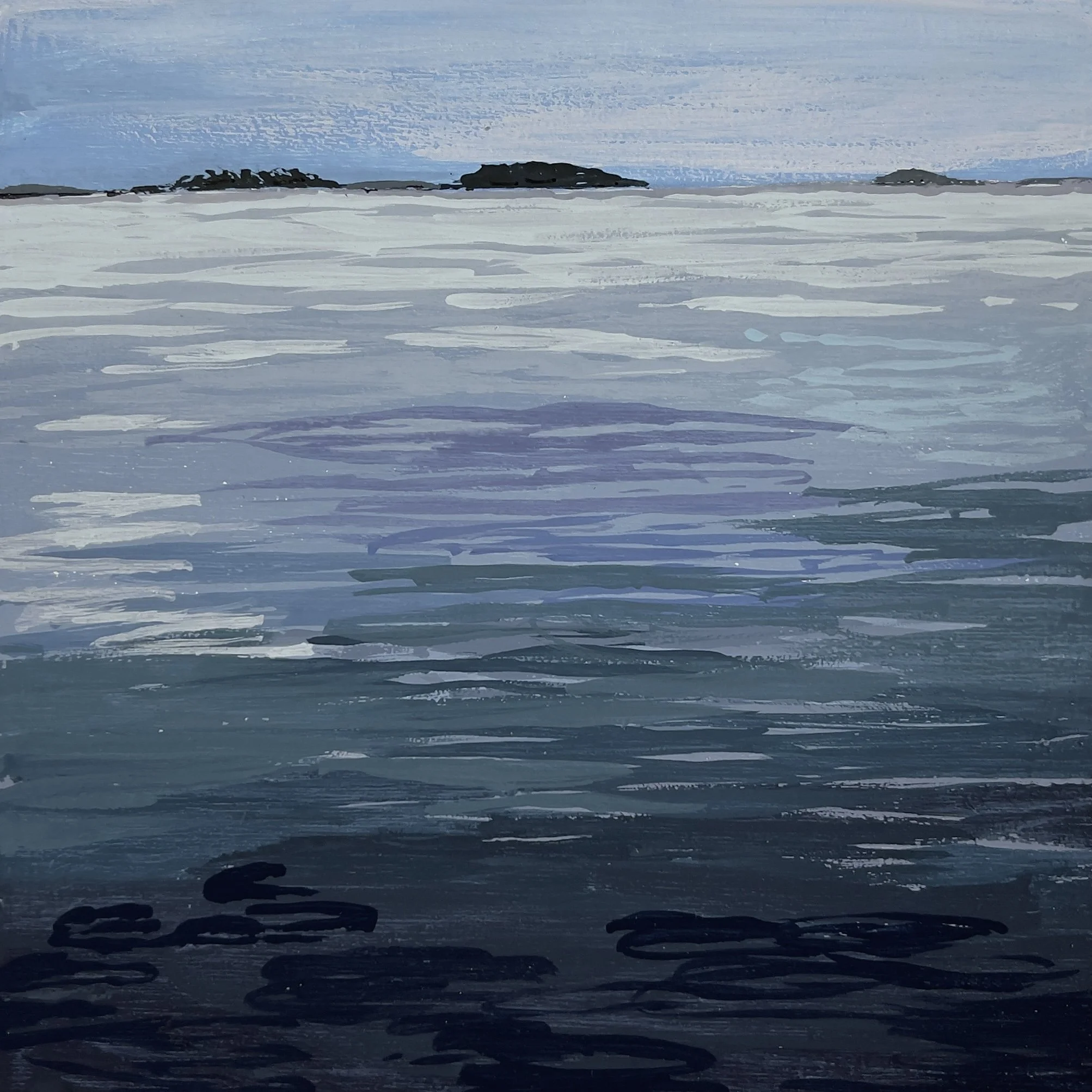 Some Islands, Penobscot Bay - 4" x 4" - (gouache on panel) $150