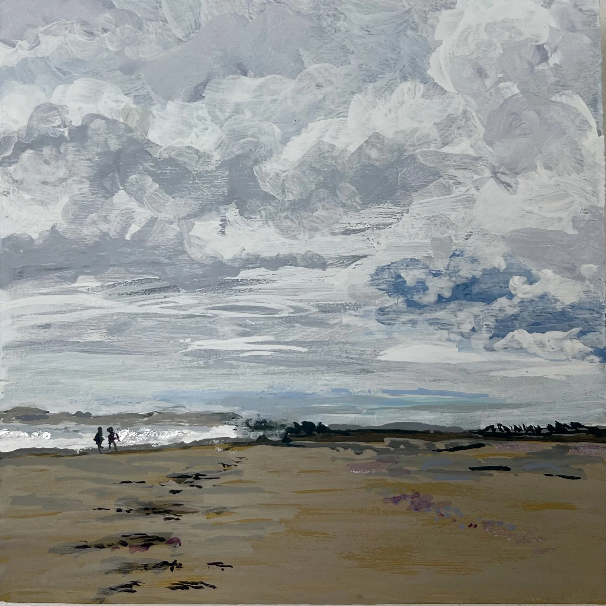 Mile Beach, Reid State Park, Georgetown, Maine - 4" x 4" (gouache on panel) - sold