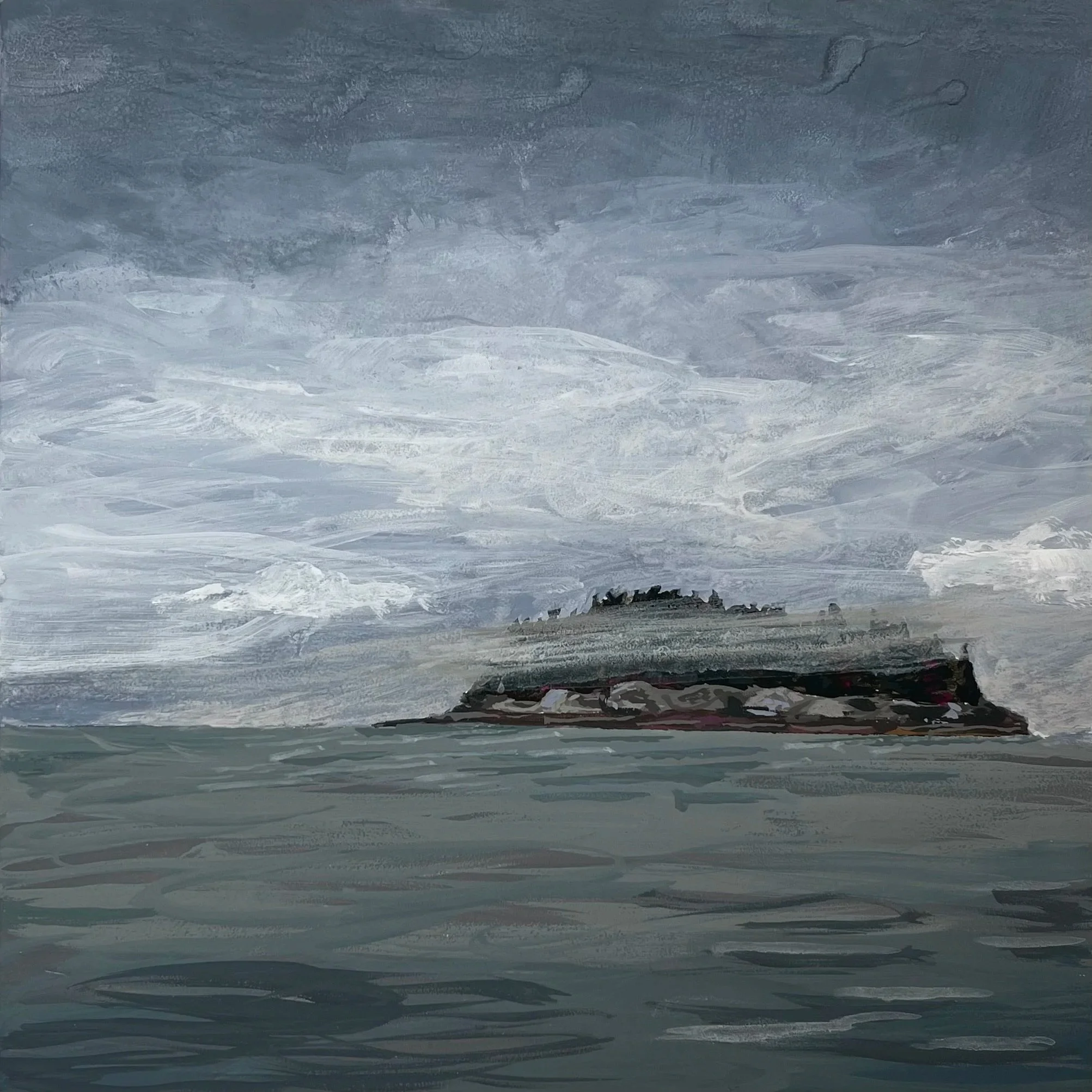 Fog, Penobscot Bay -  6" x 6" (gouache on panel) - $275 (Copy)