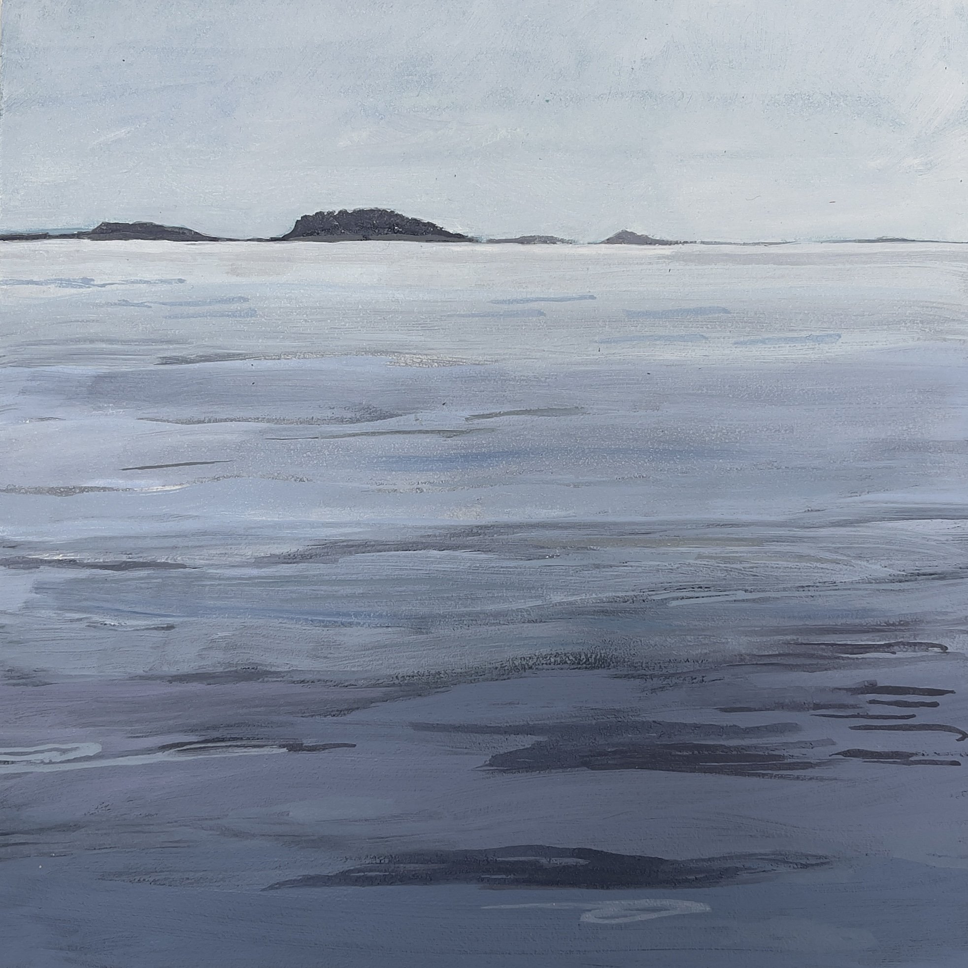 Islands (Somewhere on Penobscot Bay) - 8" x 8" (gouache on panel) - $175
