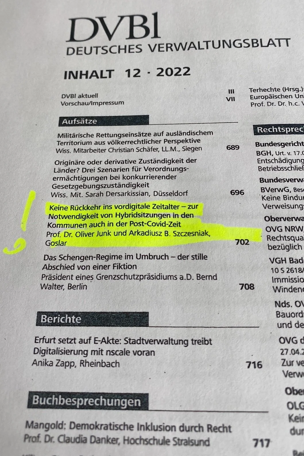 Fachbeitrag in DVBl 12/2022
