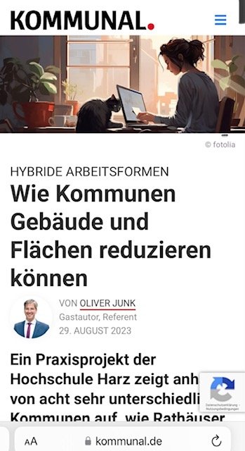 "HYBRIDE ARBEITSFORMEN:   Wie Kommunen Gebäude und Flächen reduzieren können"