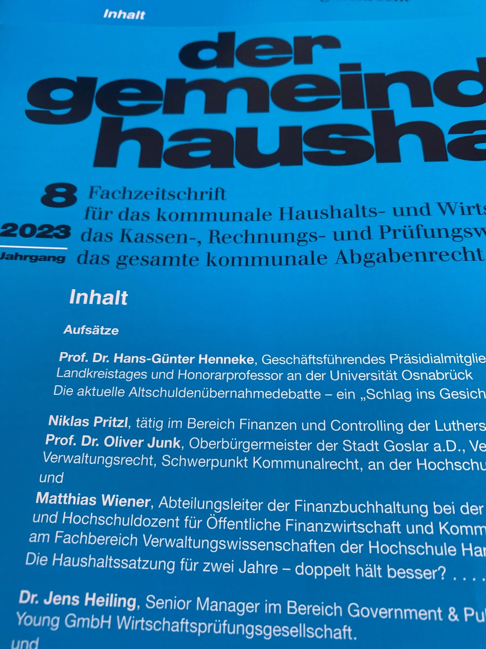 "Die Haushaltssatzung für zwei Jahre - doppelt hält besser?" (GemH 8/2023)