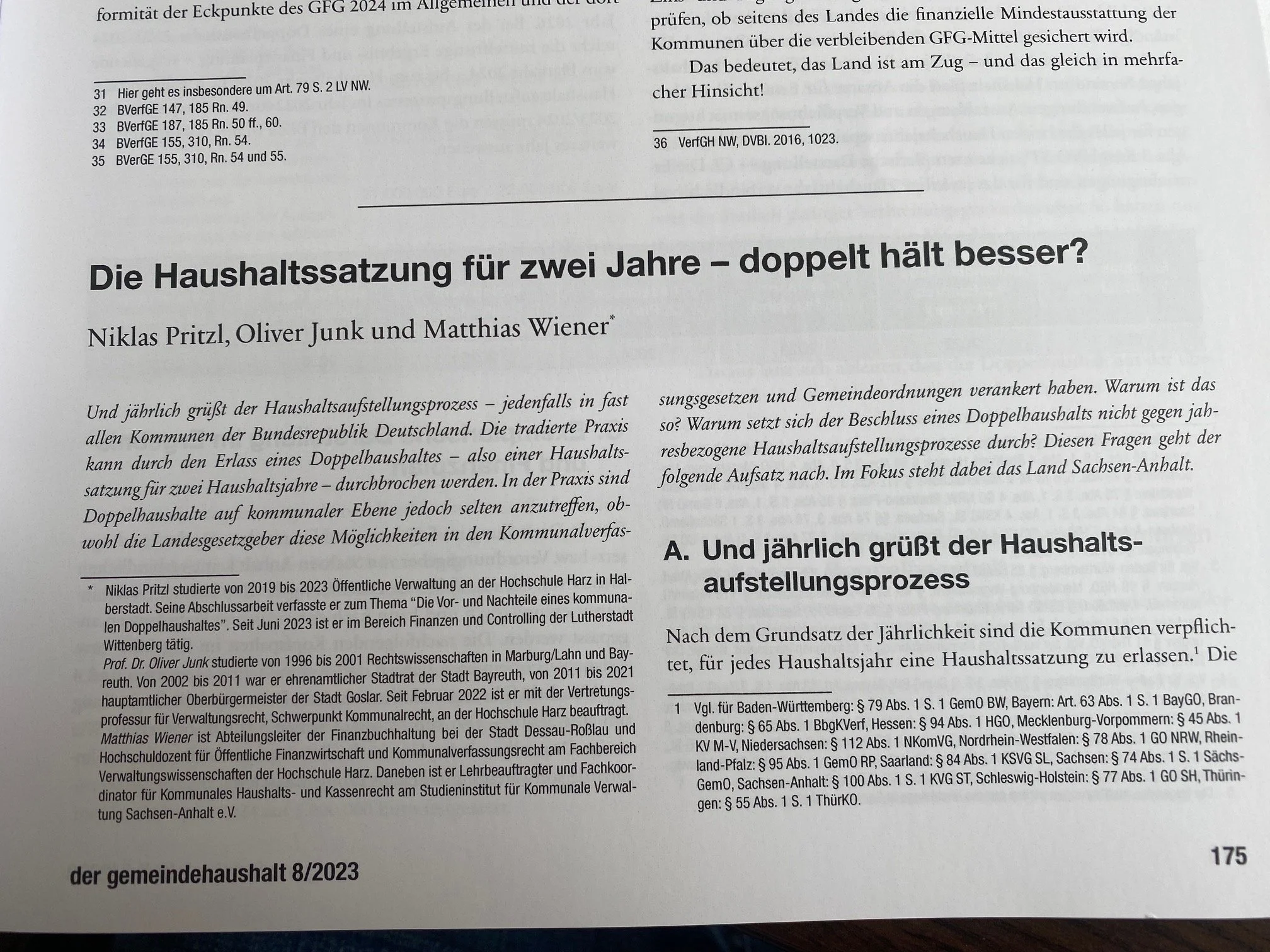 Zu den Vorteilen und Chancen von Doppelhaushalten in den Kommunen